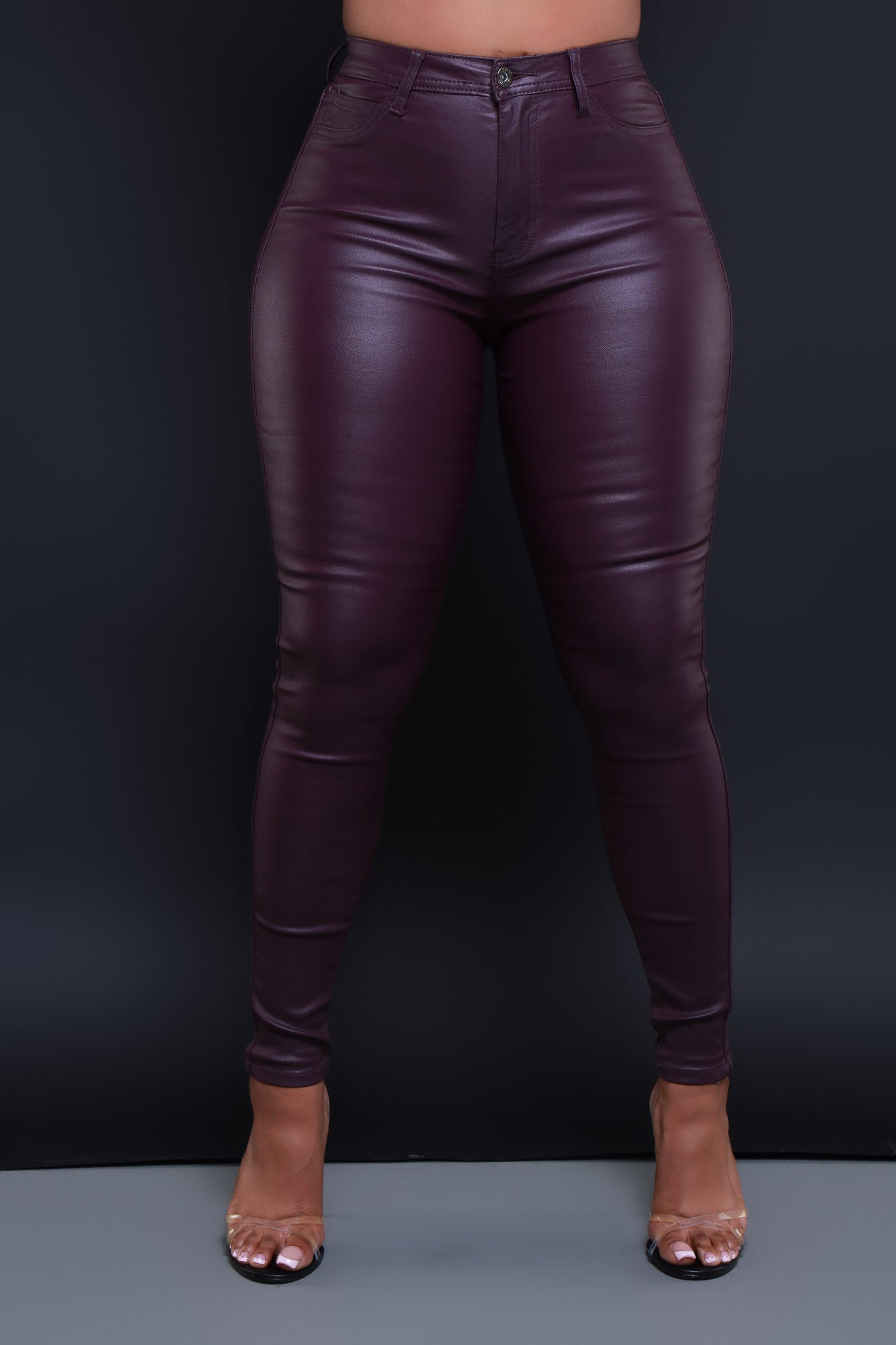 Distressed Brown Faux Leather Leggings