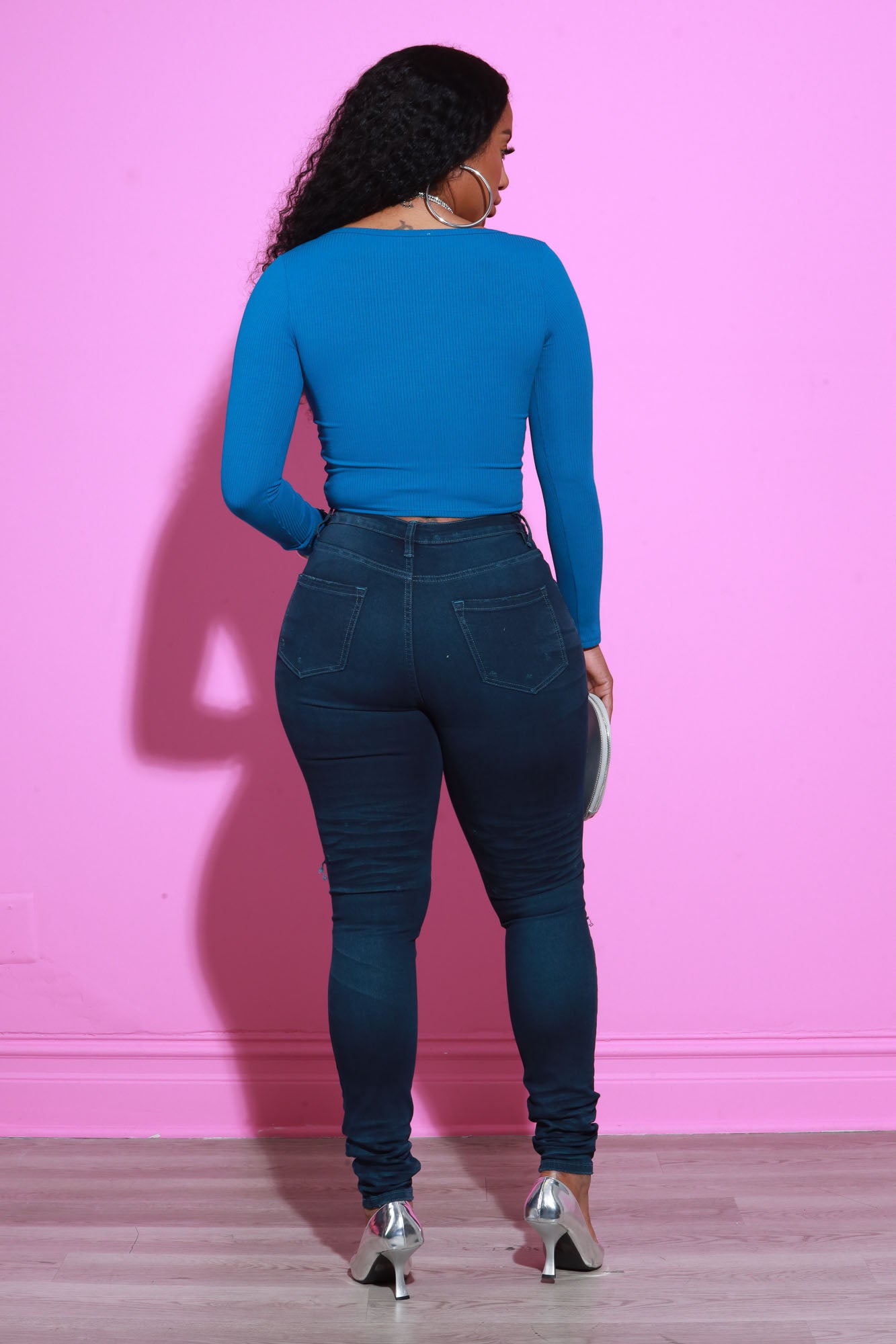 On Your Mind Distressed Skinny Jeans - Teal Wash