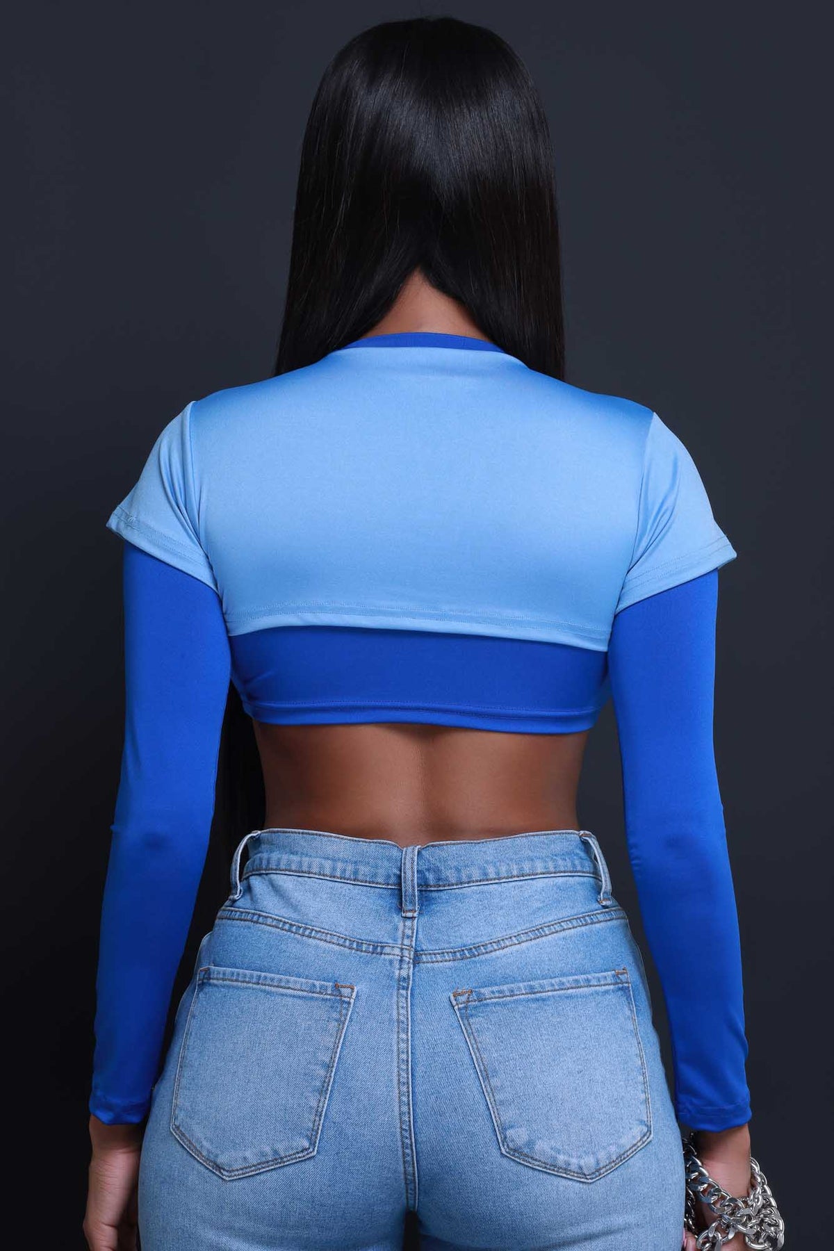 
              Dig Deeper Double Layer Crop Top - Baby Blue/Royal Blue - Swank A Posh
            