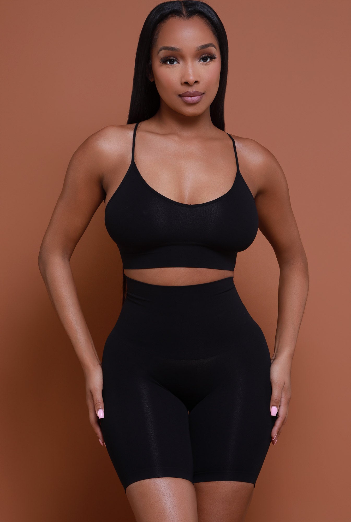 Seamless Sculpt High Waist Above The Knee Short - Black No.101 - Swank A Posh