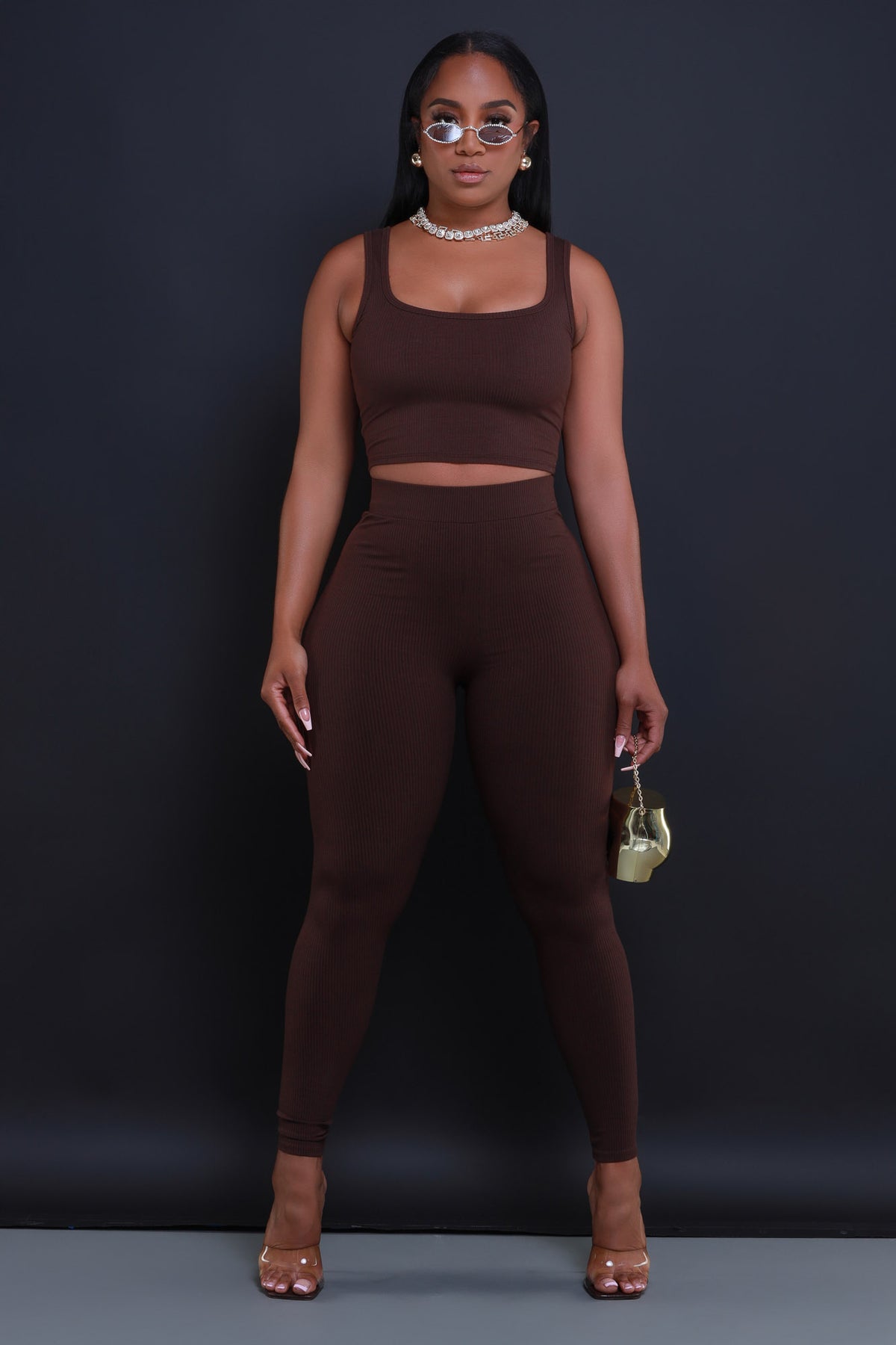 
              Going Under Cellulite Deleter Cropped Legging Set - Chocolate - Swank A Posh
            