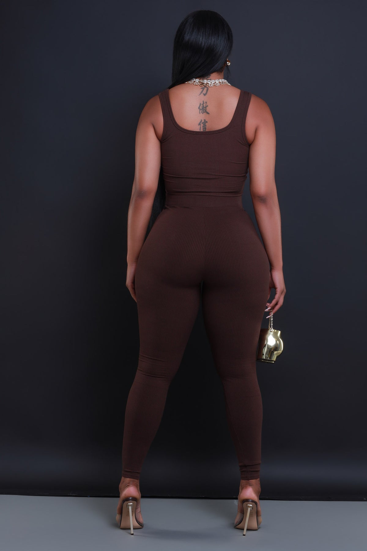 
              Going Under Cellulite Deleter Cropped Legging Set - Chocolate - Swank A Posh
            