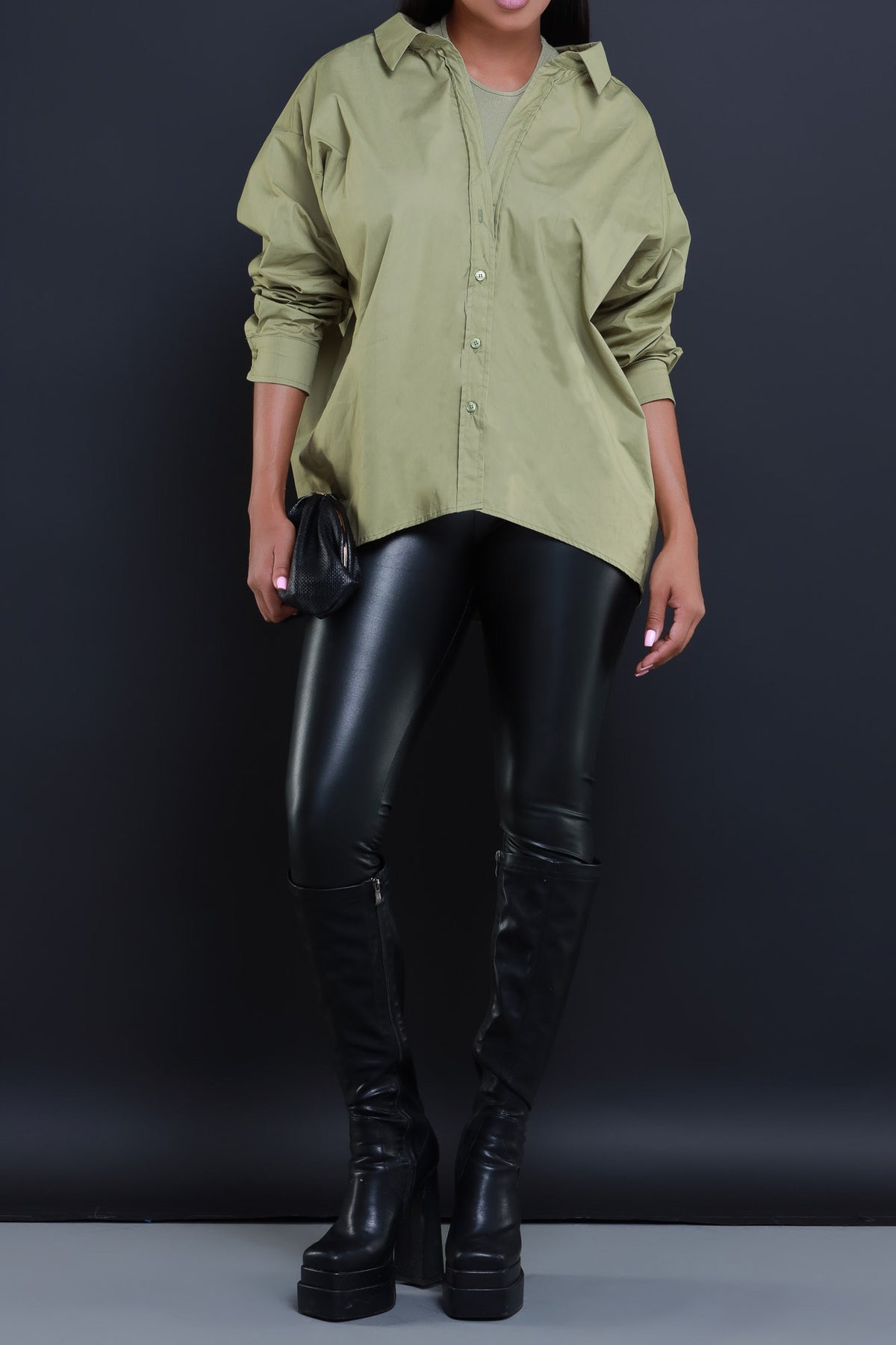 
              Put It Off Oversized Double Layer Top - Olive - Swank A Posh
            