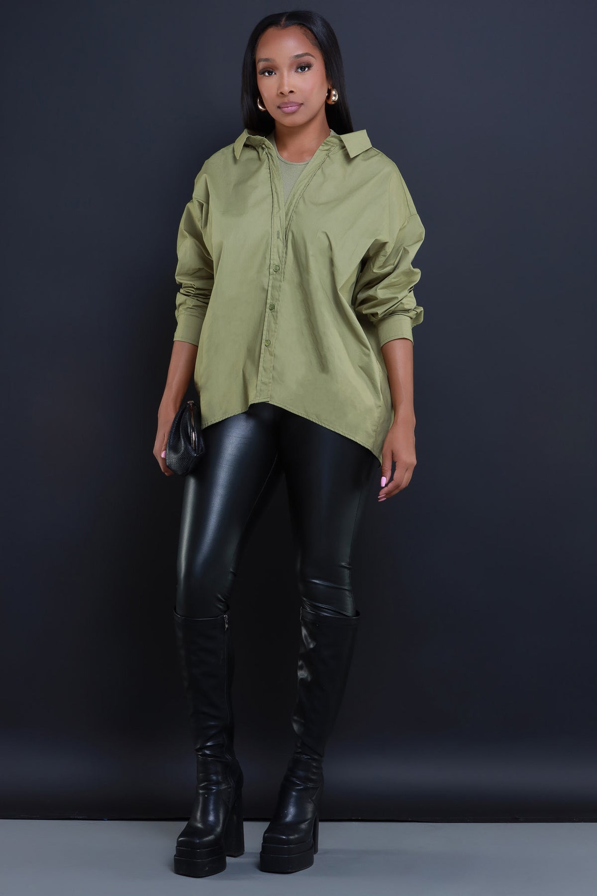 
              Put It Off Oversized Double Layer Top - Olive - Swank A Posh
            
