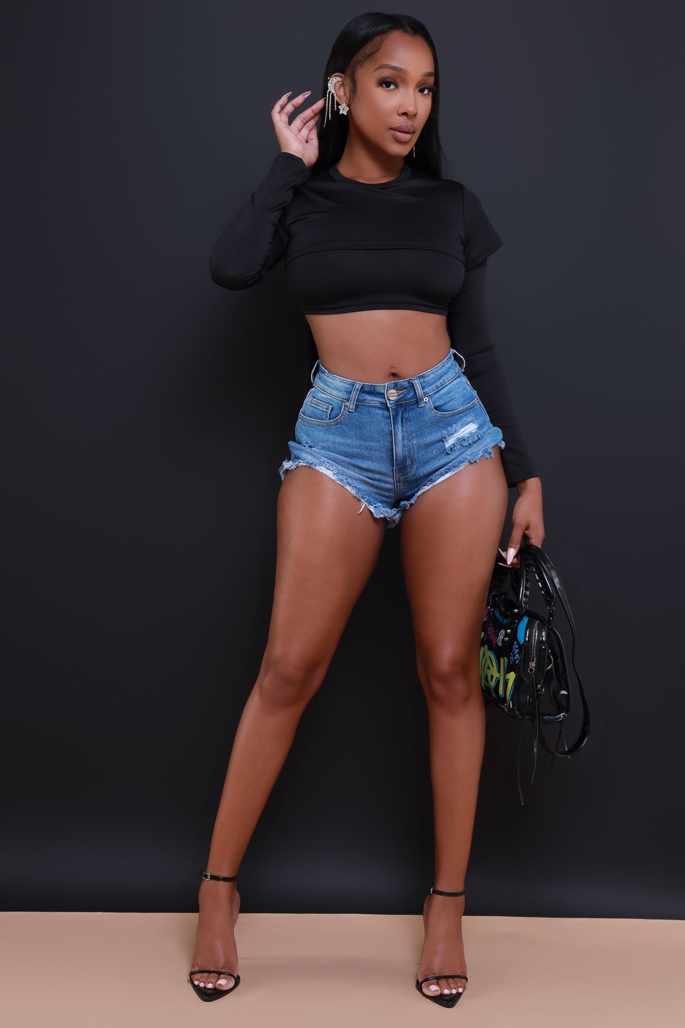 Dig Deeper Double Layer Crop Top - Black - Swank A Posh