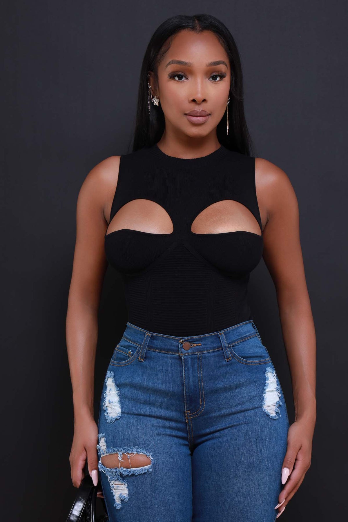 
              Turning Heads Sleeveless Cut Out Knit Top - Black - Swank A Posh
            