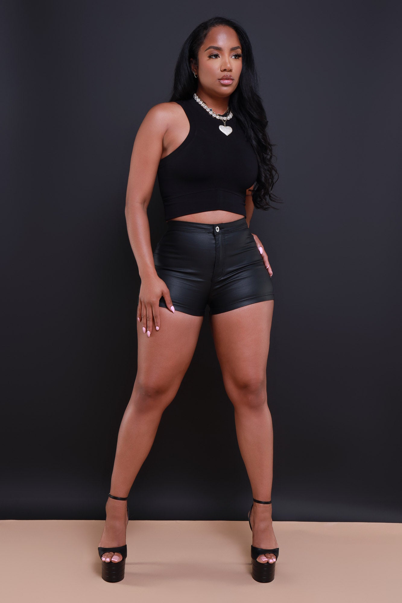 Faux leather shorts black in 2024
