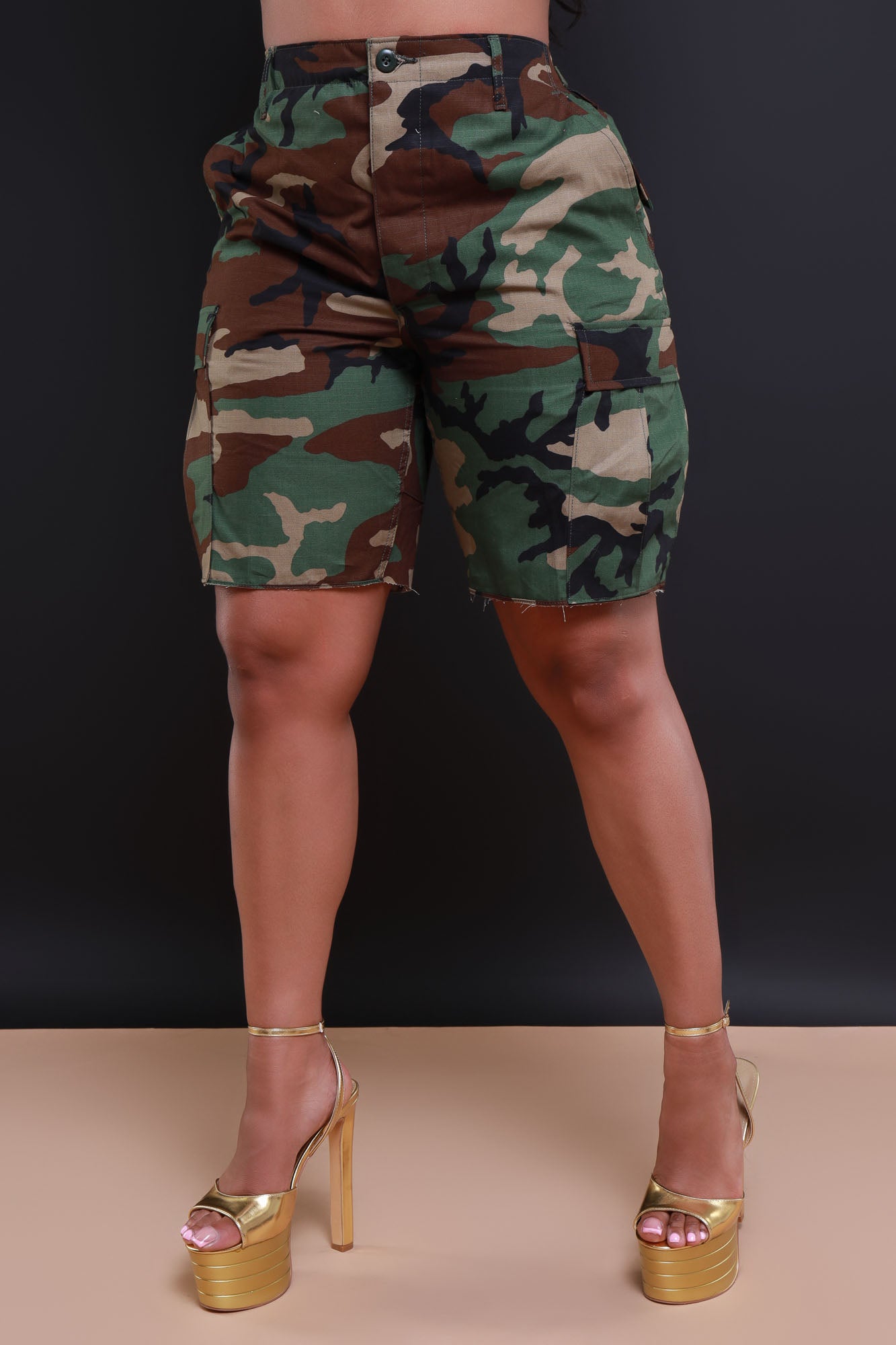 Rise Up Cargo Camouflage Shorts - Olive | Swank A Posh