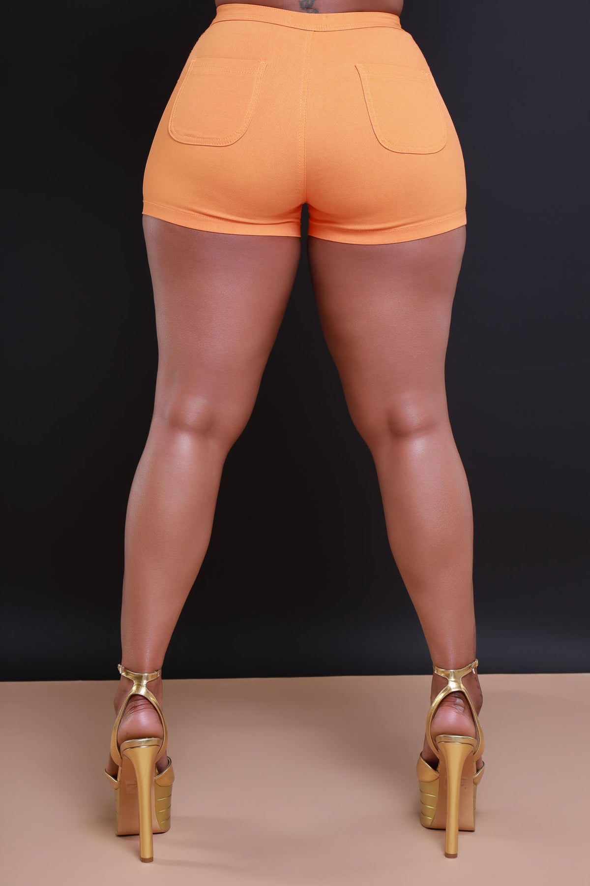 
              Super Swank High Waist Stretchy Shorts - Neon Orange - Swank A Posh
            