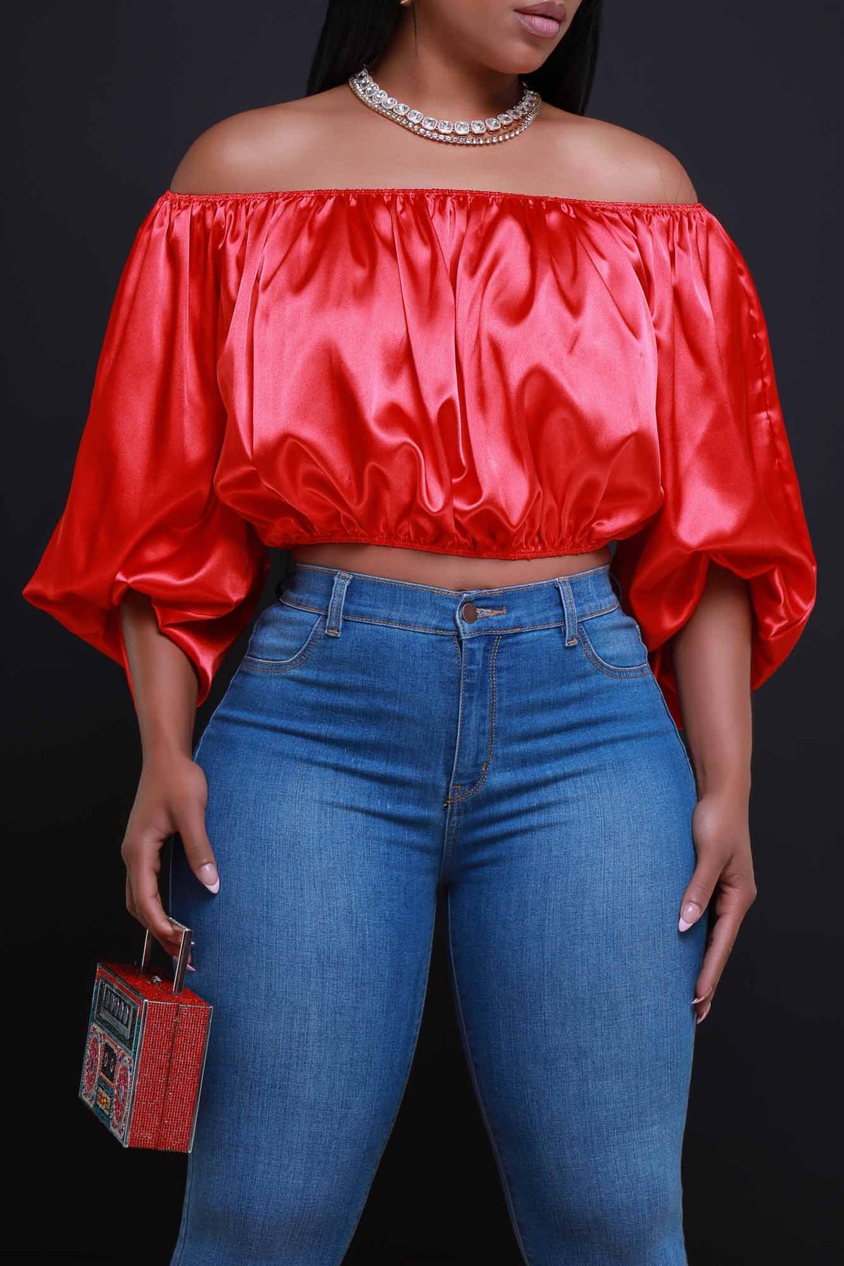 
              All For You Off The Shoulder Crop Top - Red - Swank A Posh
            