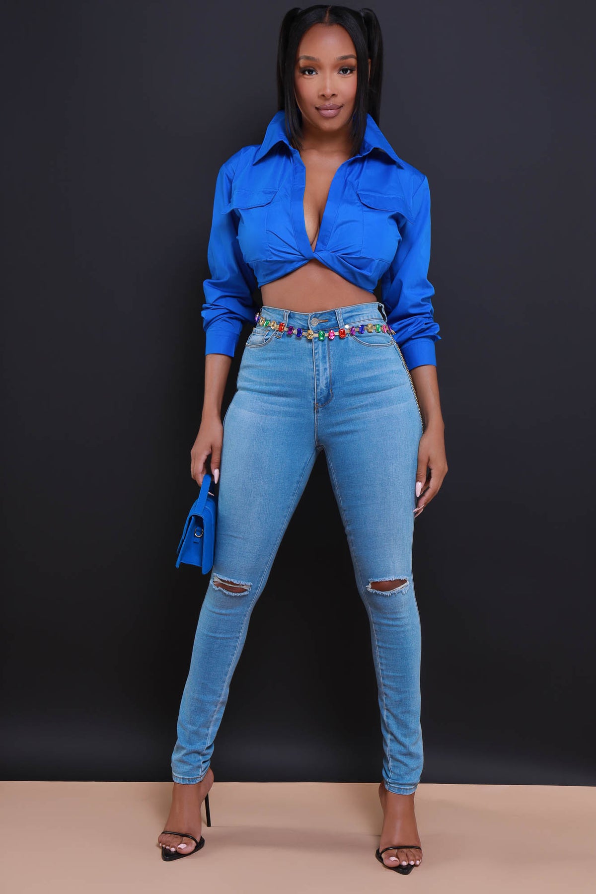 
              What’s The Case Twist Up Top - Royal Blue - Swank A Posh
            