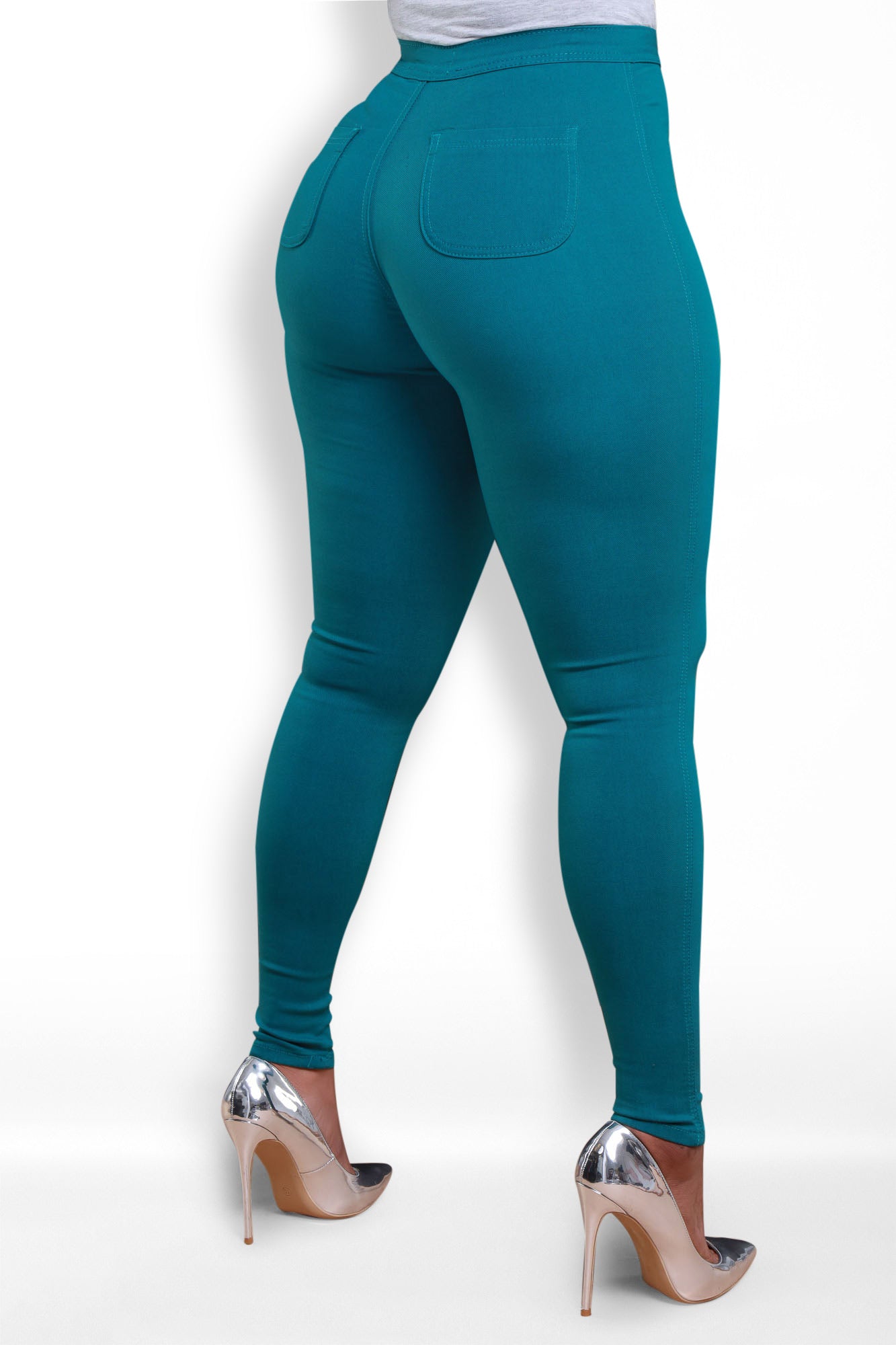 Super Swank High Waist Stretchy Jeans - Dark Teal - Swank A Posh