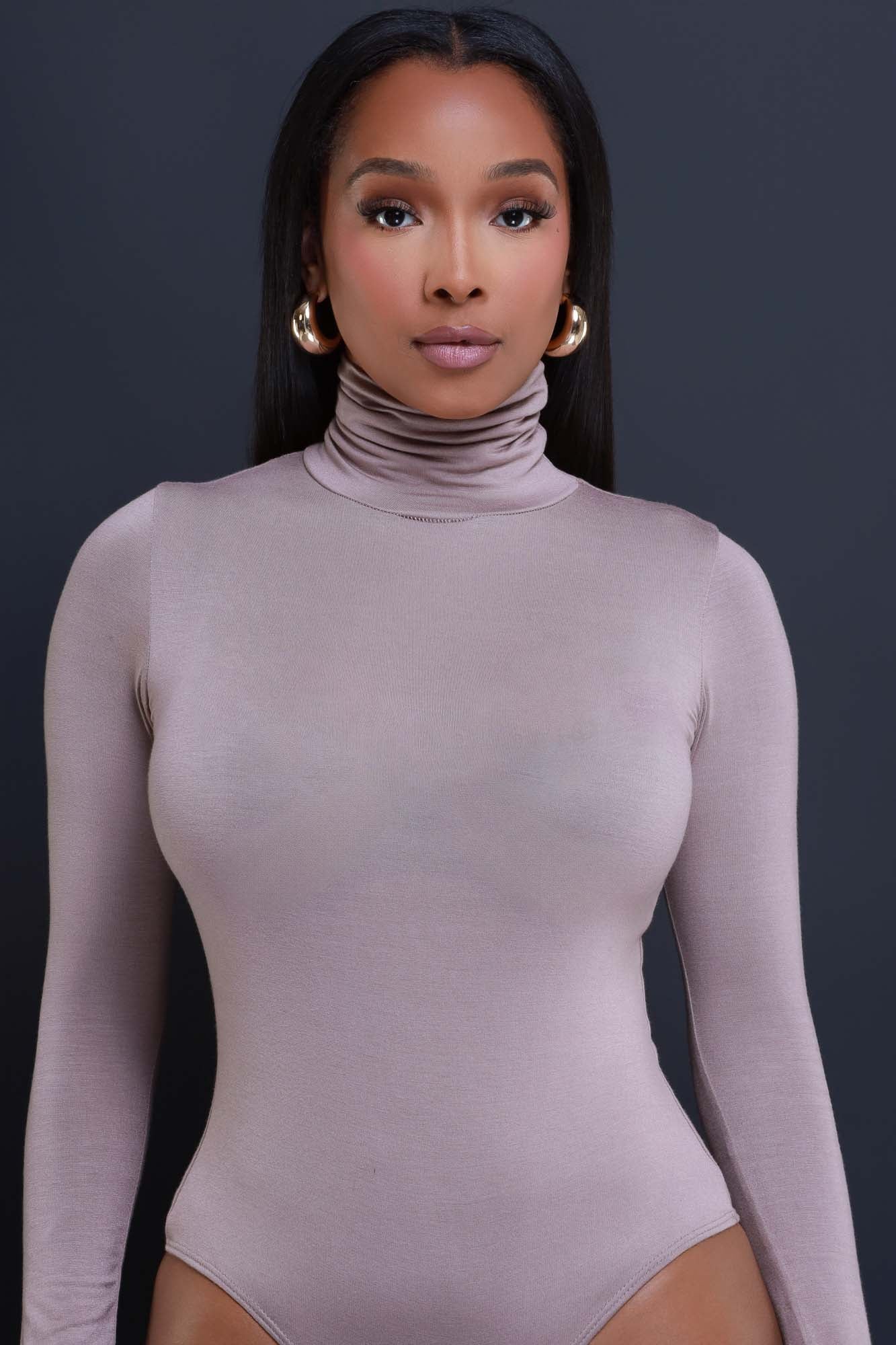 Maneater Turtleneck Bodysuit - Ash Mocha - Swank A Posh