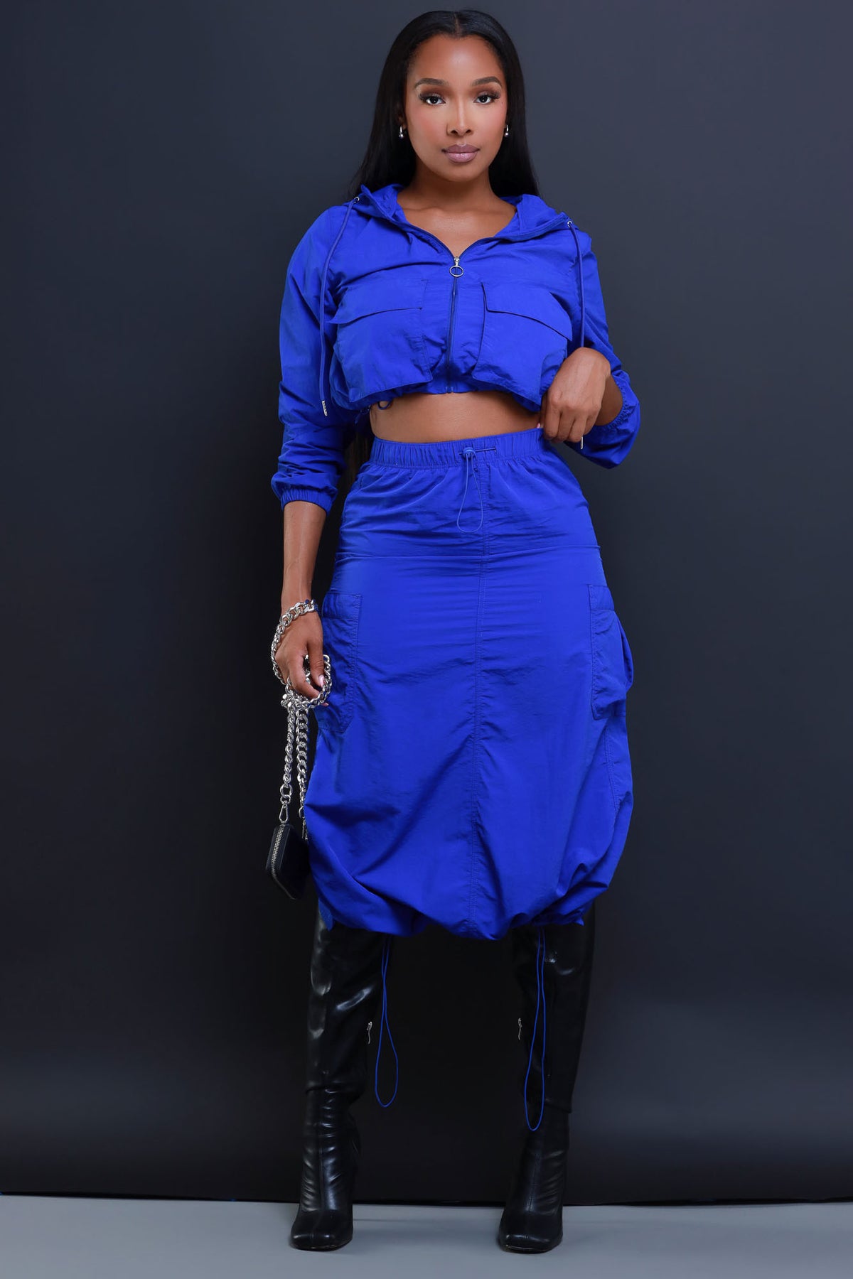 
              Come With Me Cargo Maxi Skirt Set - Royal Blue - Swank A Posh
            
