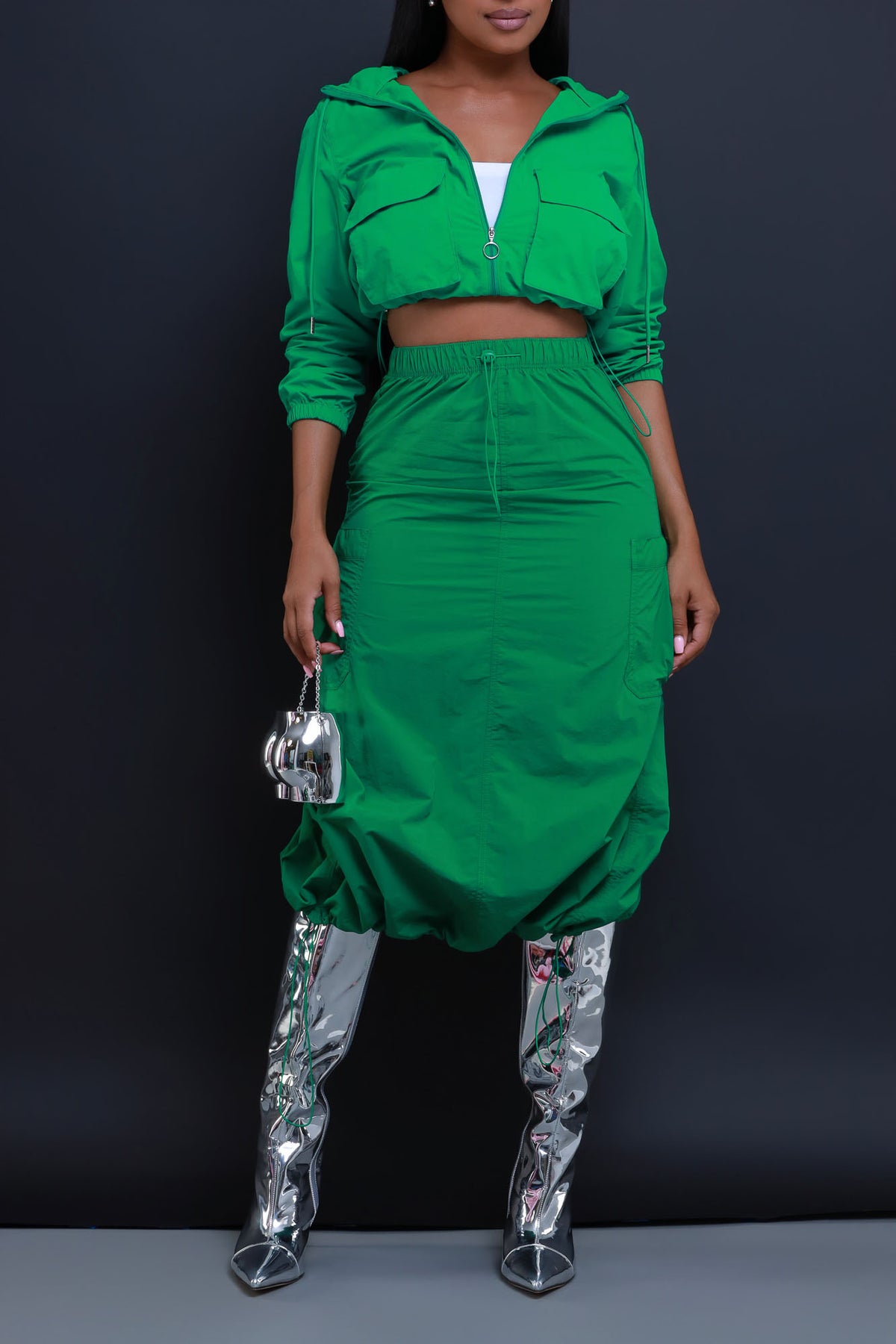 
              Come With Me Cargo Maxi Skirt Set - Kelly Green - Swank A Posh
            