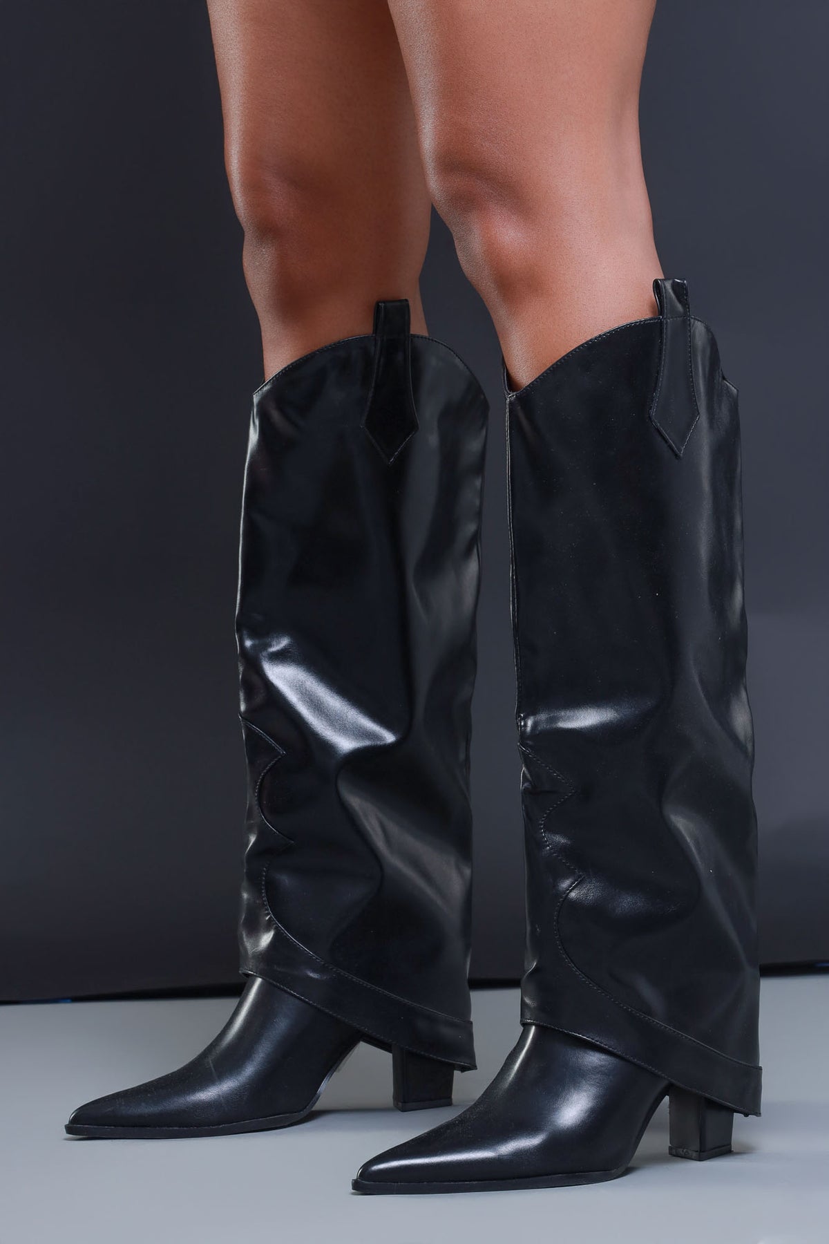 
              Back For More Faux Leather Western Boots - Black - Swank A Posh
            