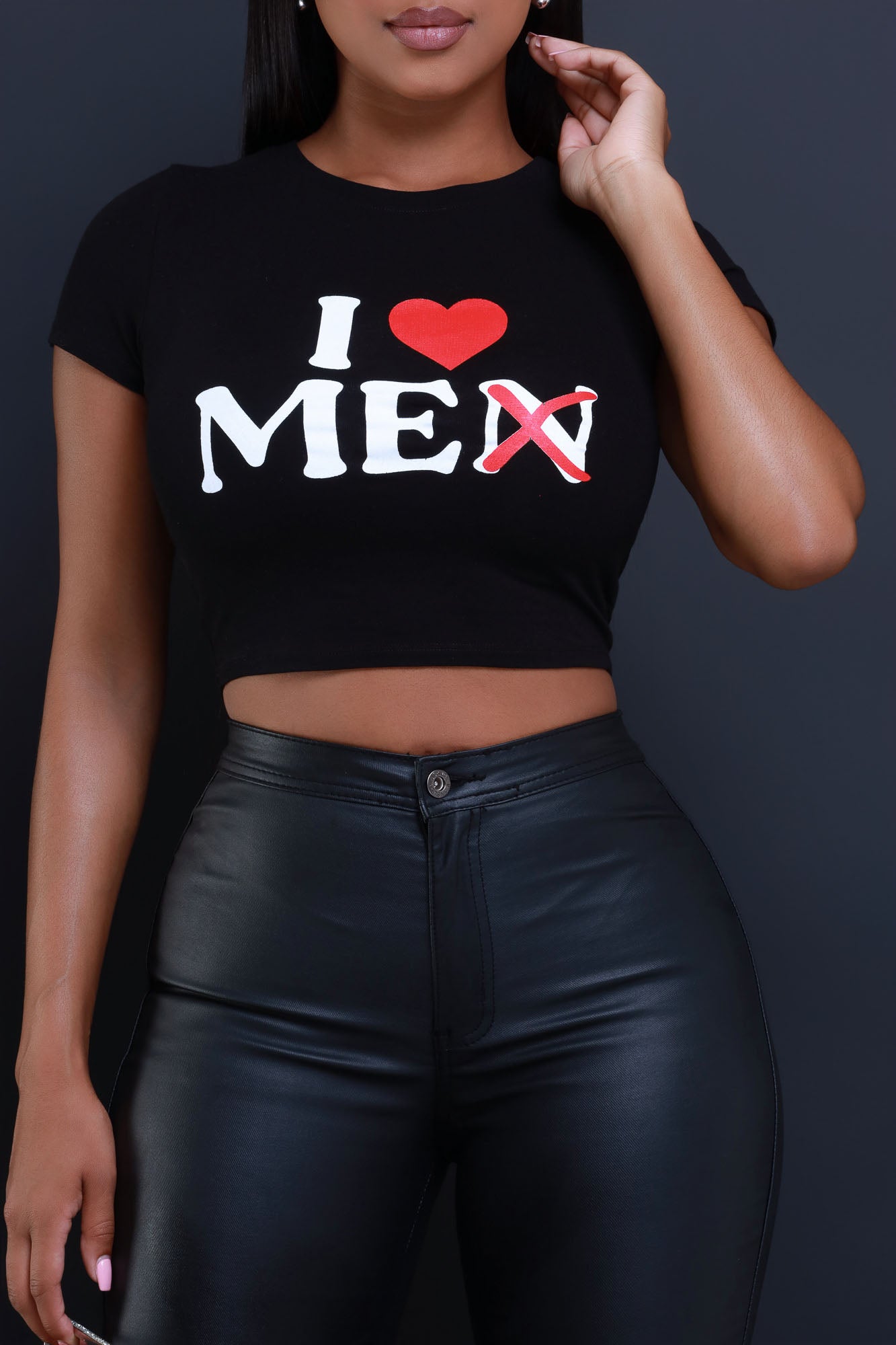 I Love Me Cropped Graphic Tee - Black - Swank A Posh