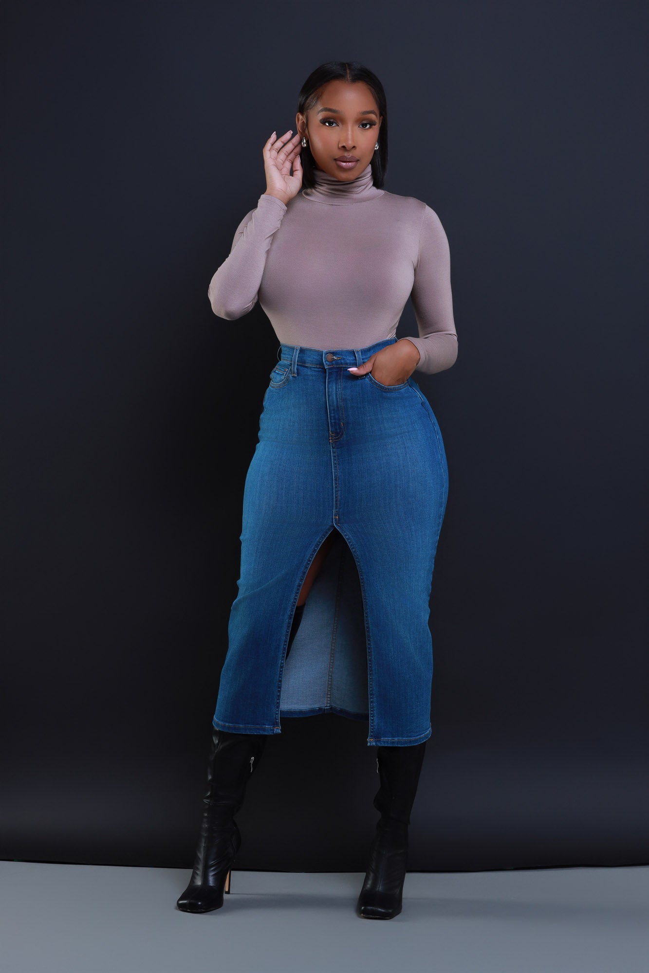 Maneater Turtleneck Bodysuit - Ash Mocha - Swank A Posh