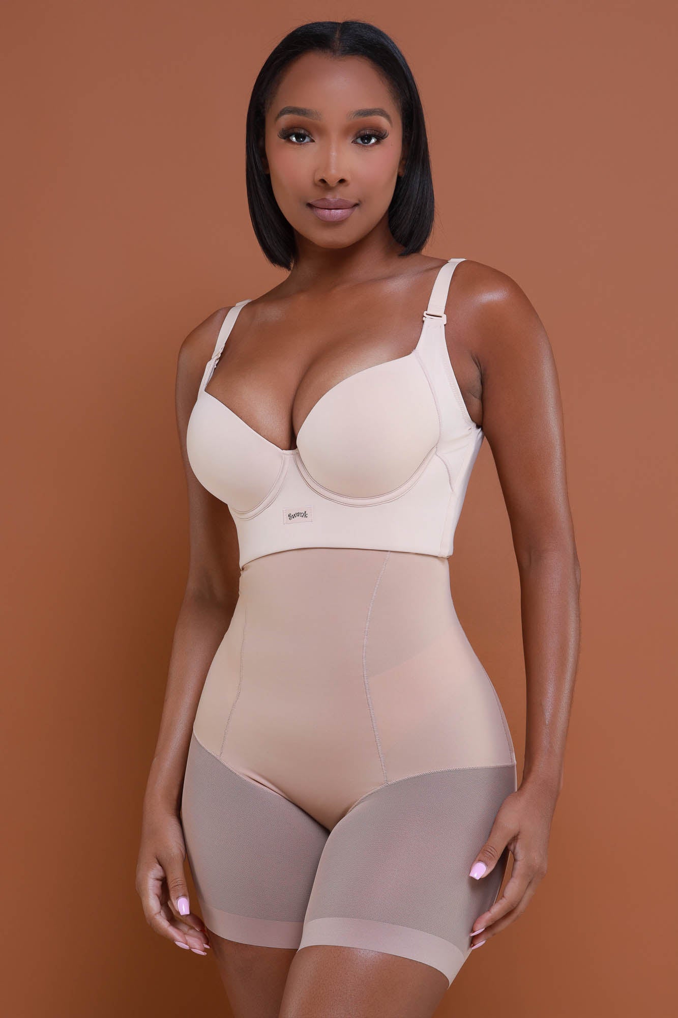 Power High Rise Sheer Shaper Shorts - Sand No.179 - Swank A Posh