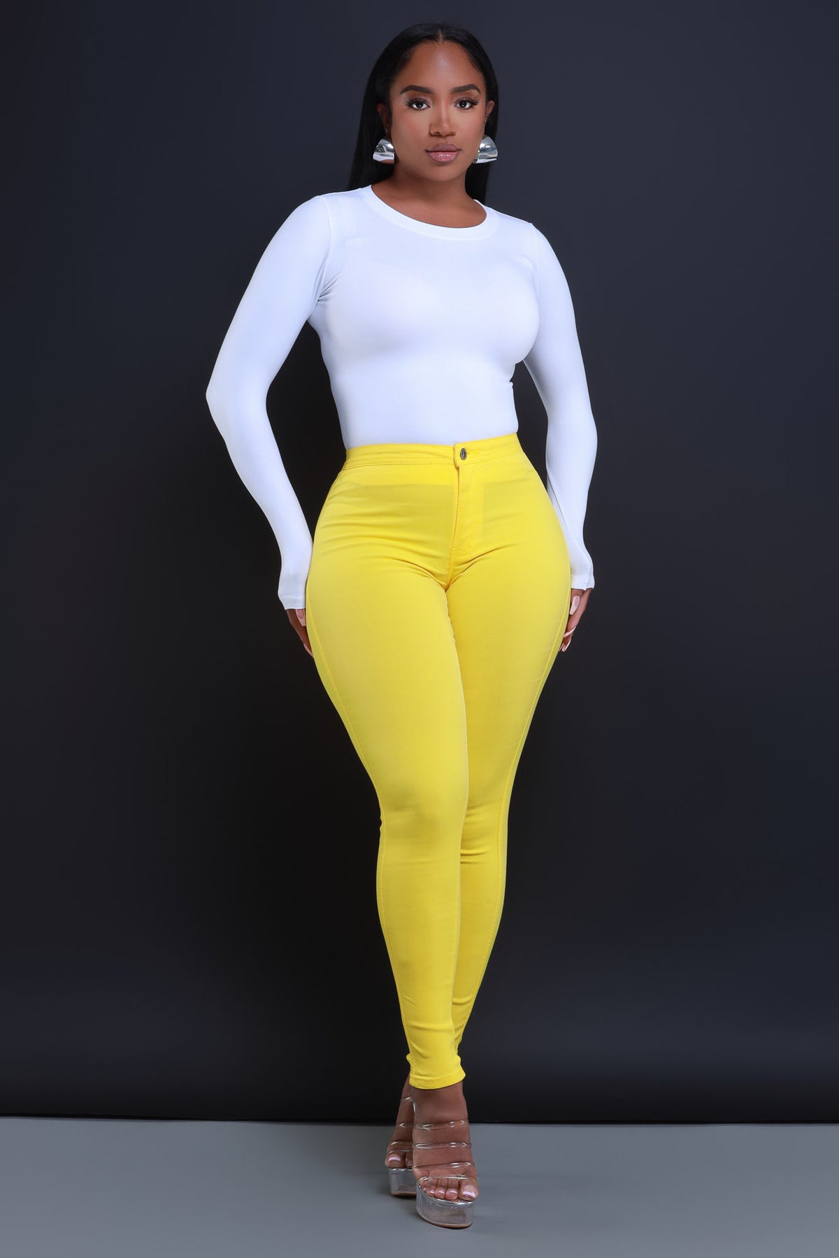 
              Super Swank High Waist Stretchy Jeans - Yellow - Swank A Posh
            