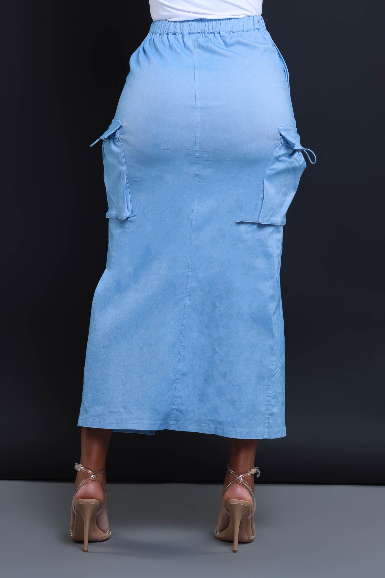 We Cool High Rise Cargo Maxi Skirt - Blue - Swank A Posh