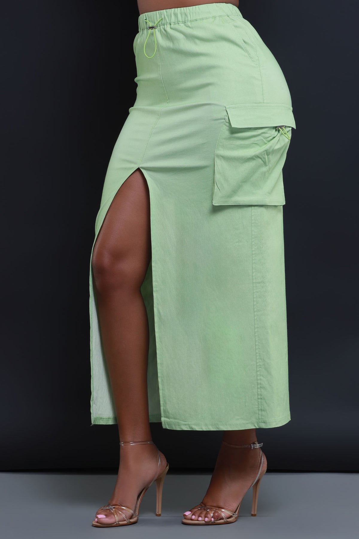 
              We Cool High Rise Cargo Maxi Skirt - Green - Swank A Posh
            