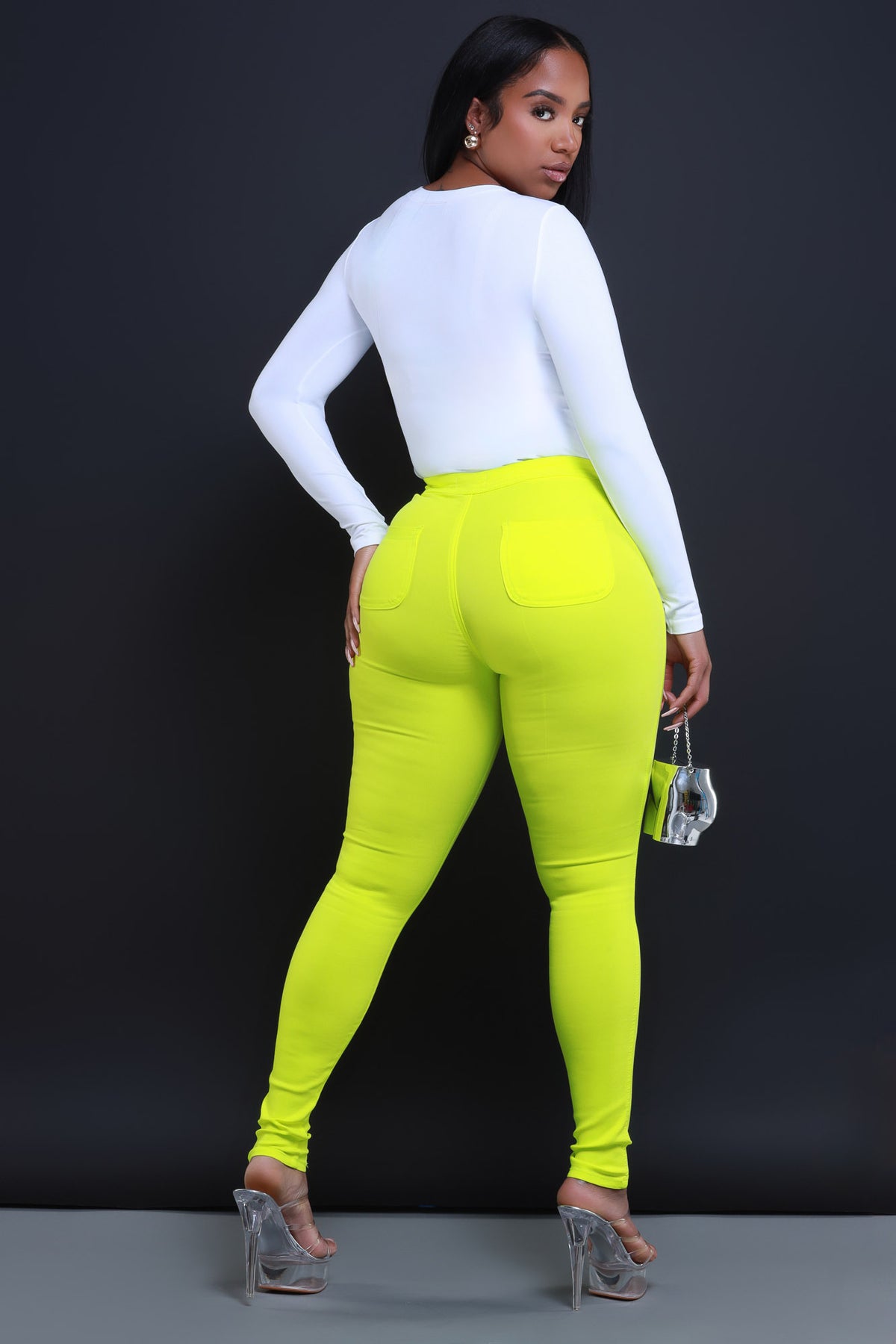 
              Super Swank High Waist Stretchy Jeans - Neon Yellow - Swank A Posh
            