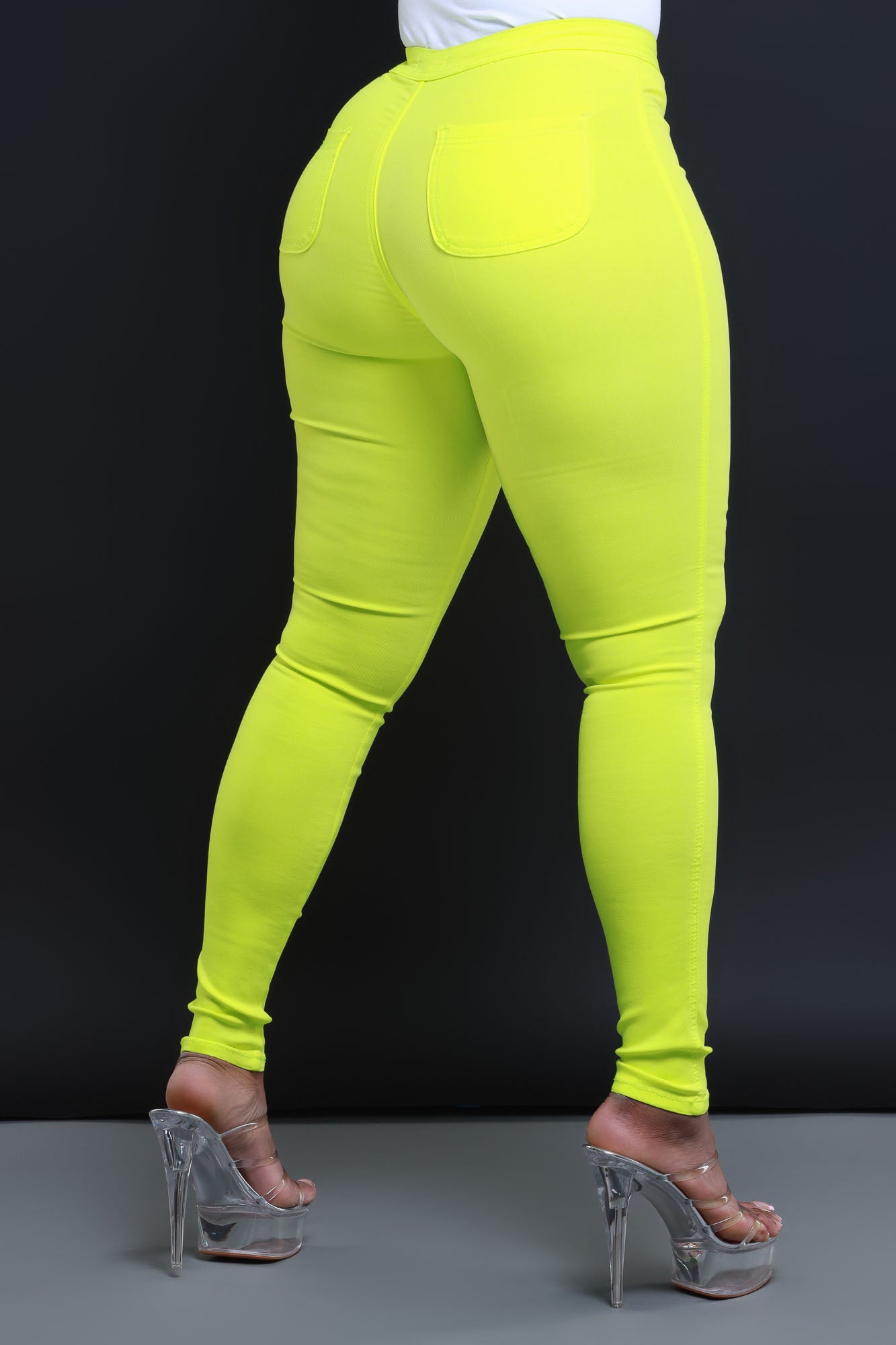 $15.99 Super Swank High Waist Stretchy Jeans - Neon Yellow