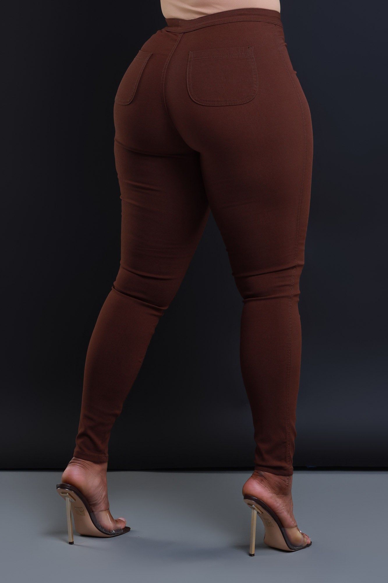 Super Swank High Waist Stretchy Jeans - Chocolate - Swank A Posh