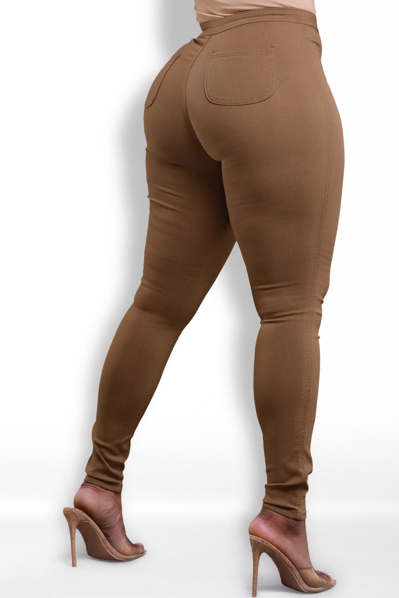 Super Swank High Waist Stretchy Jeans - Mocha - Swank A Posh