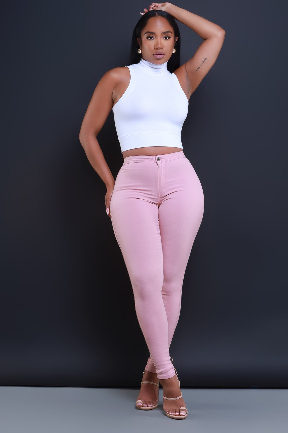 
              Super Swank High Waist Stretchy Jeans - Pink - Swank A Posh
            