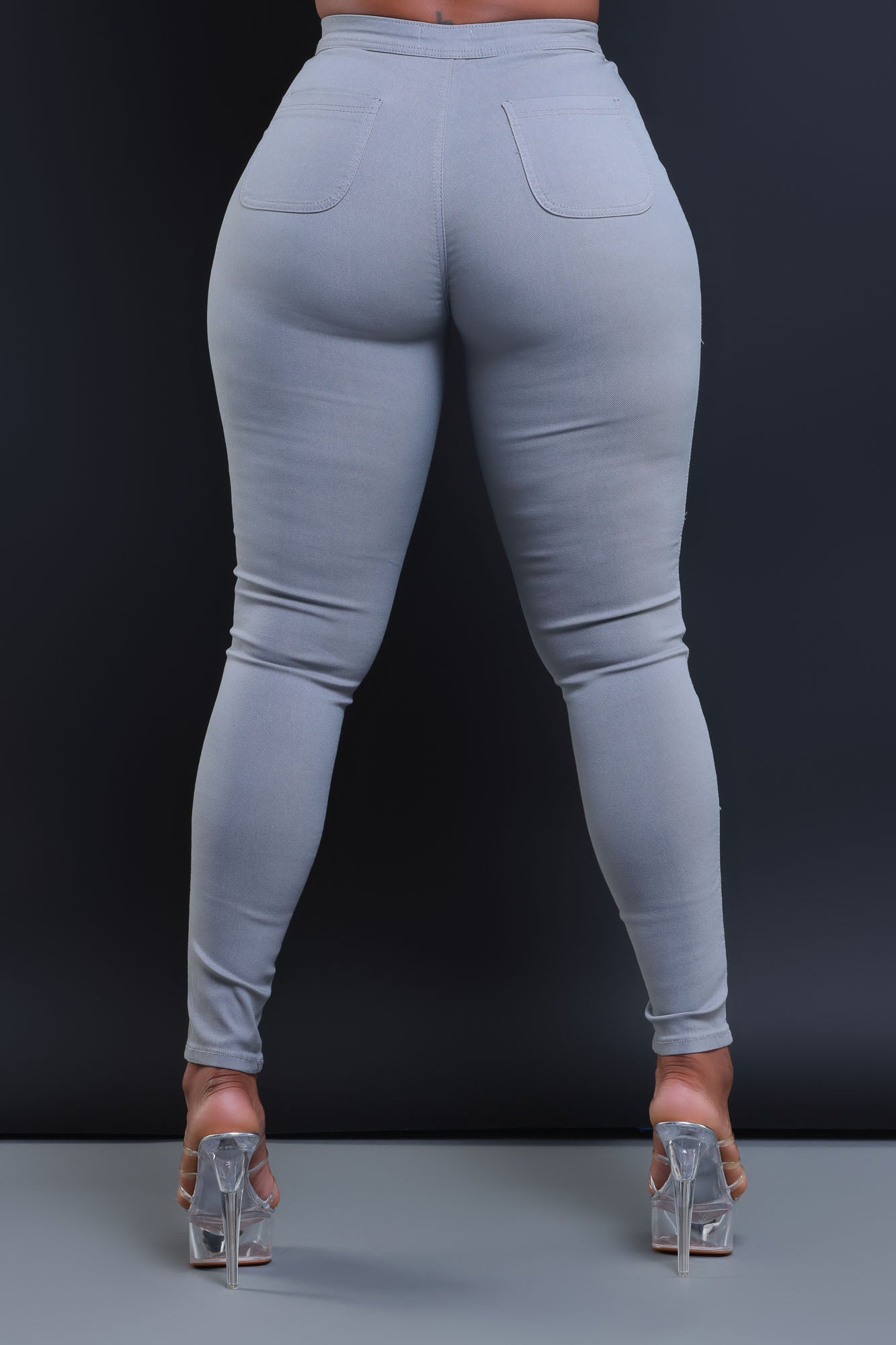 Super Swank High Waist Stretchy Jeans - Grey - Swank A Posh