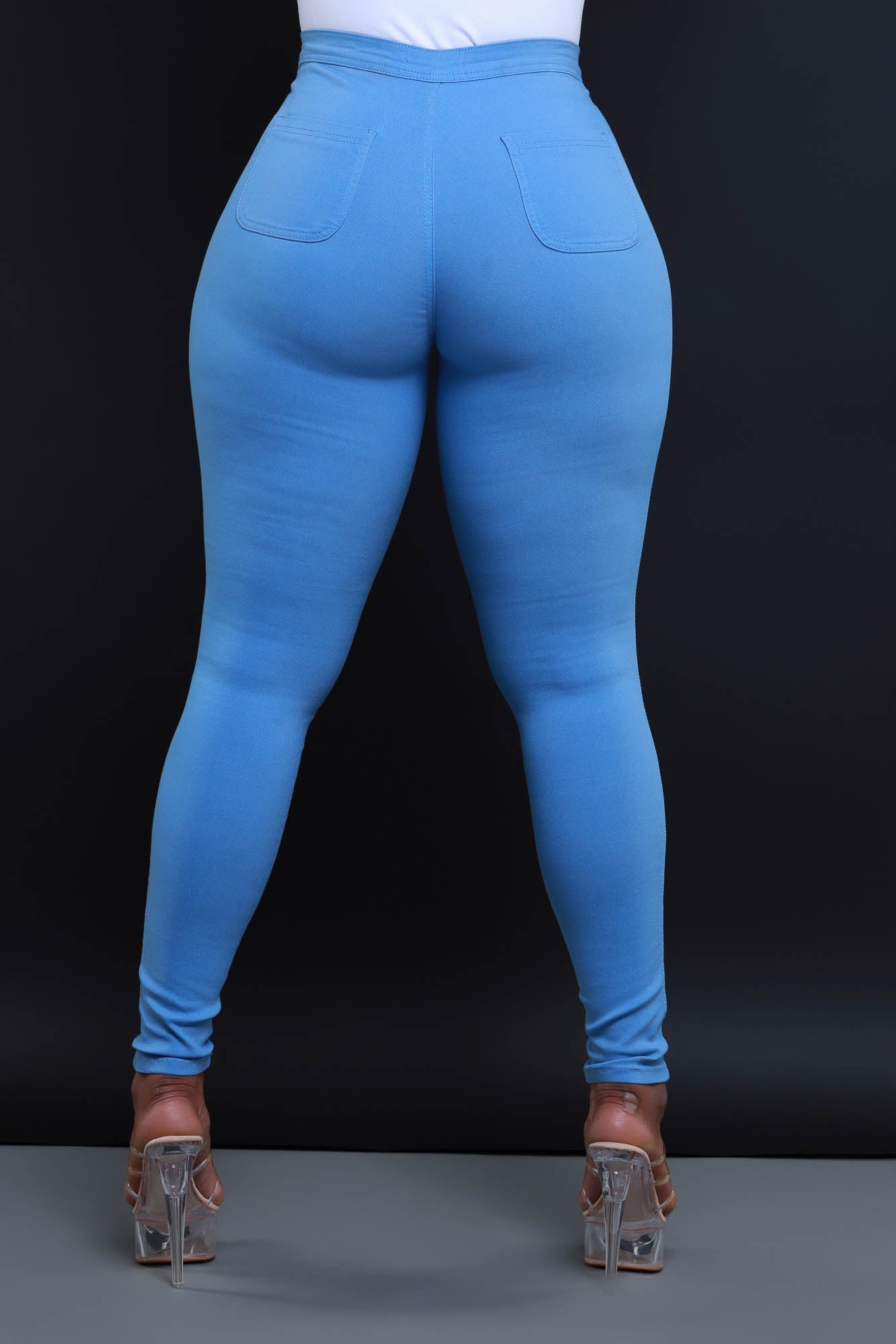 Super Swank High Waist Stretchy Jeans - Baby Blue - Swank A Posh