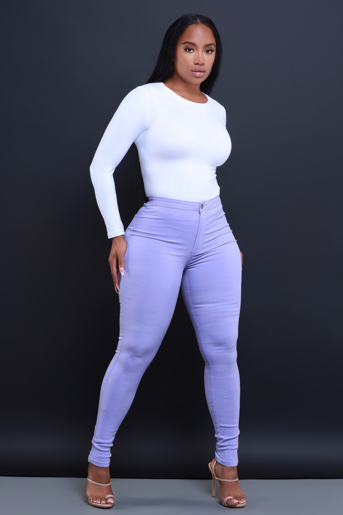 $15.99 Super Swank High Waist Stretchy Jeans - Baby Blue