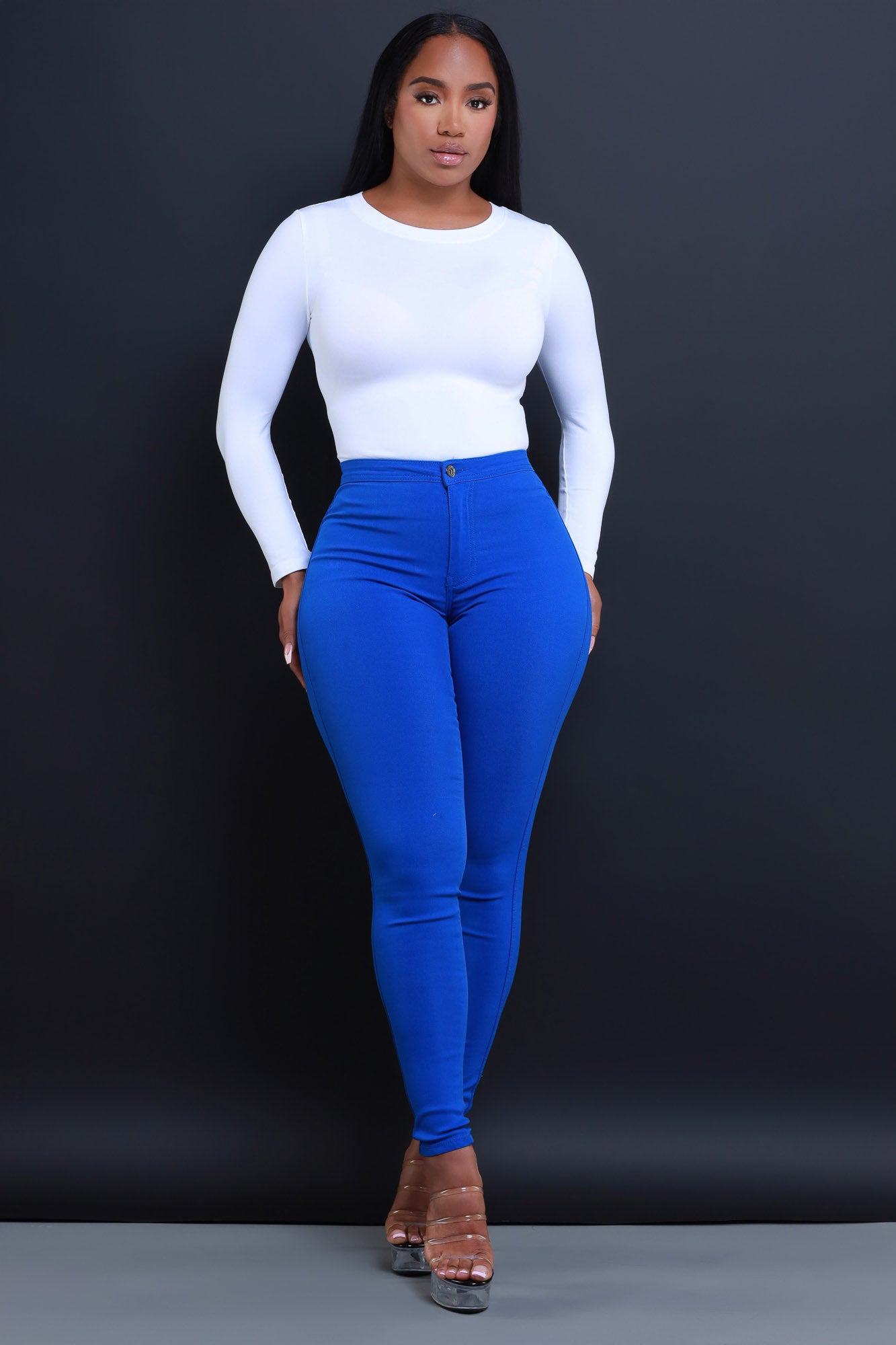 Super Swank High Waist Stretchy Jeans - Royal Blue - Swank A Posh