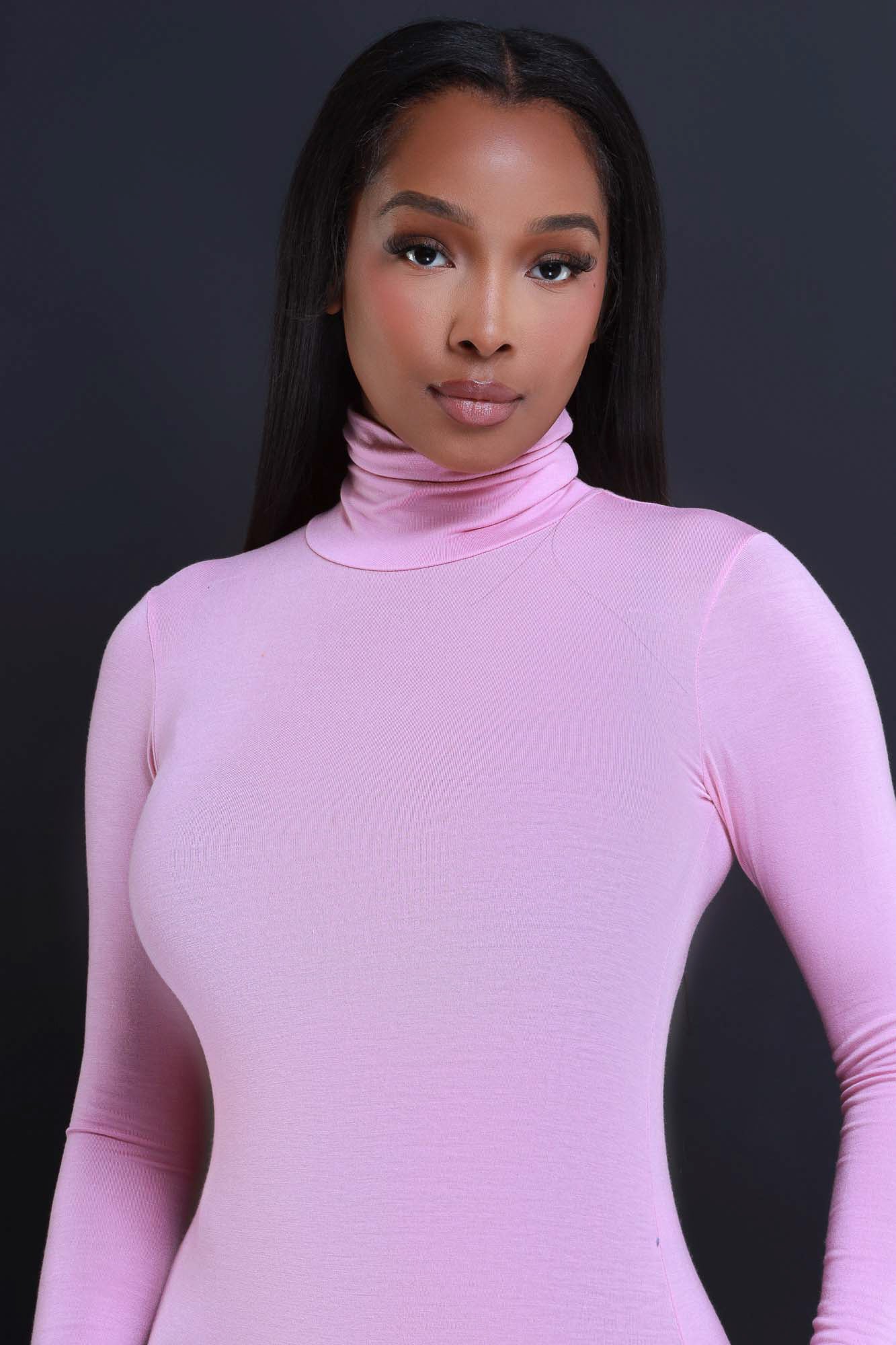 Maneater Turtleneck Bodysuit - Baby Pink - Swank A Posh