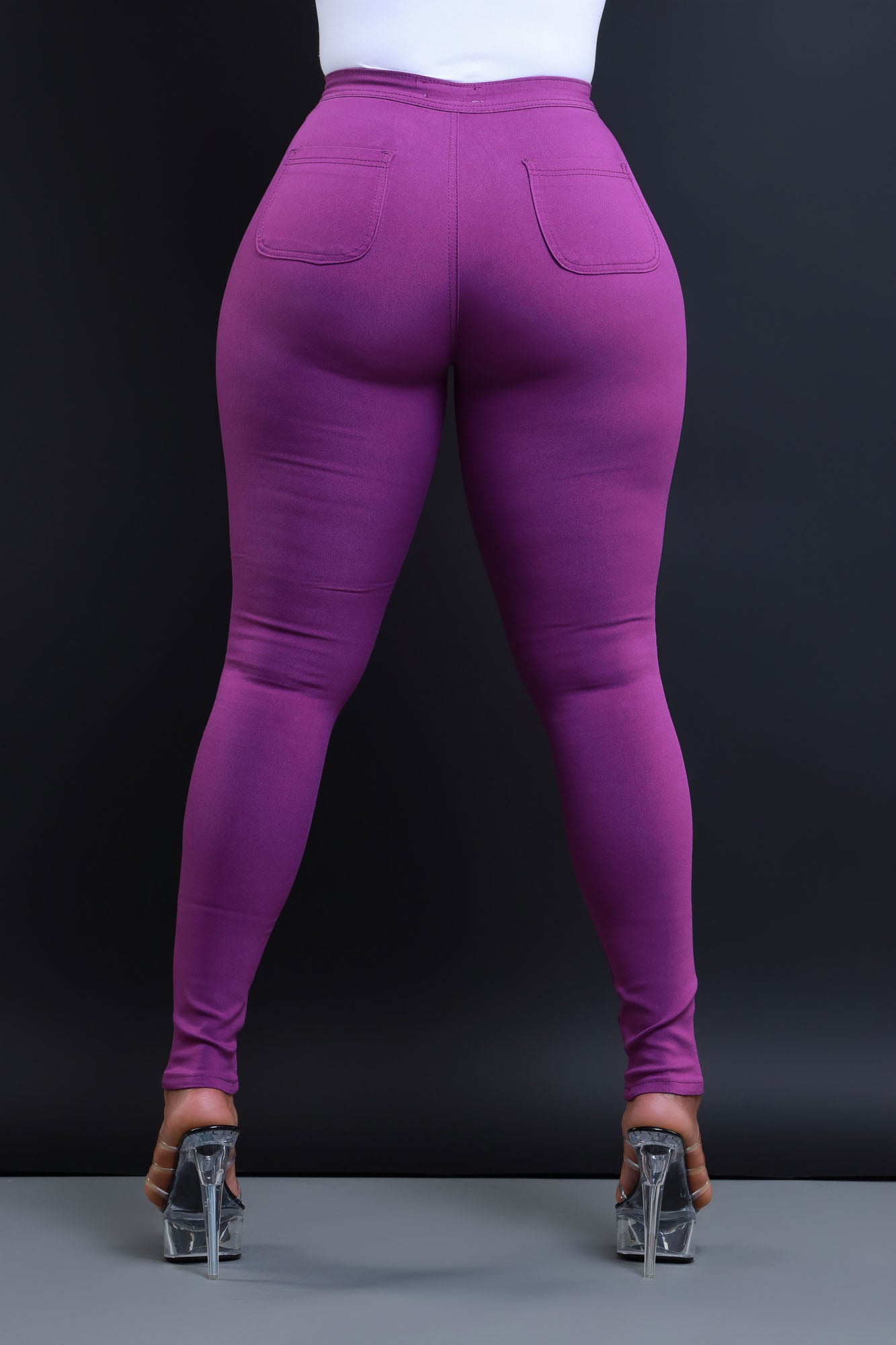 Super Swank High Waist Stretchy Jeans - Purple - Swank A Posh