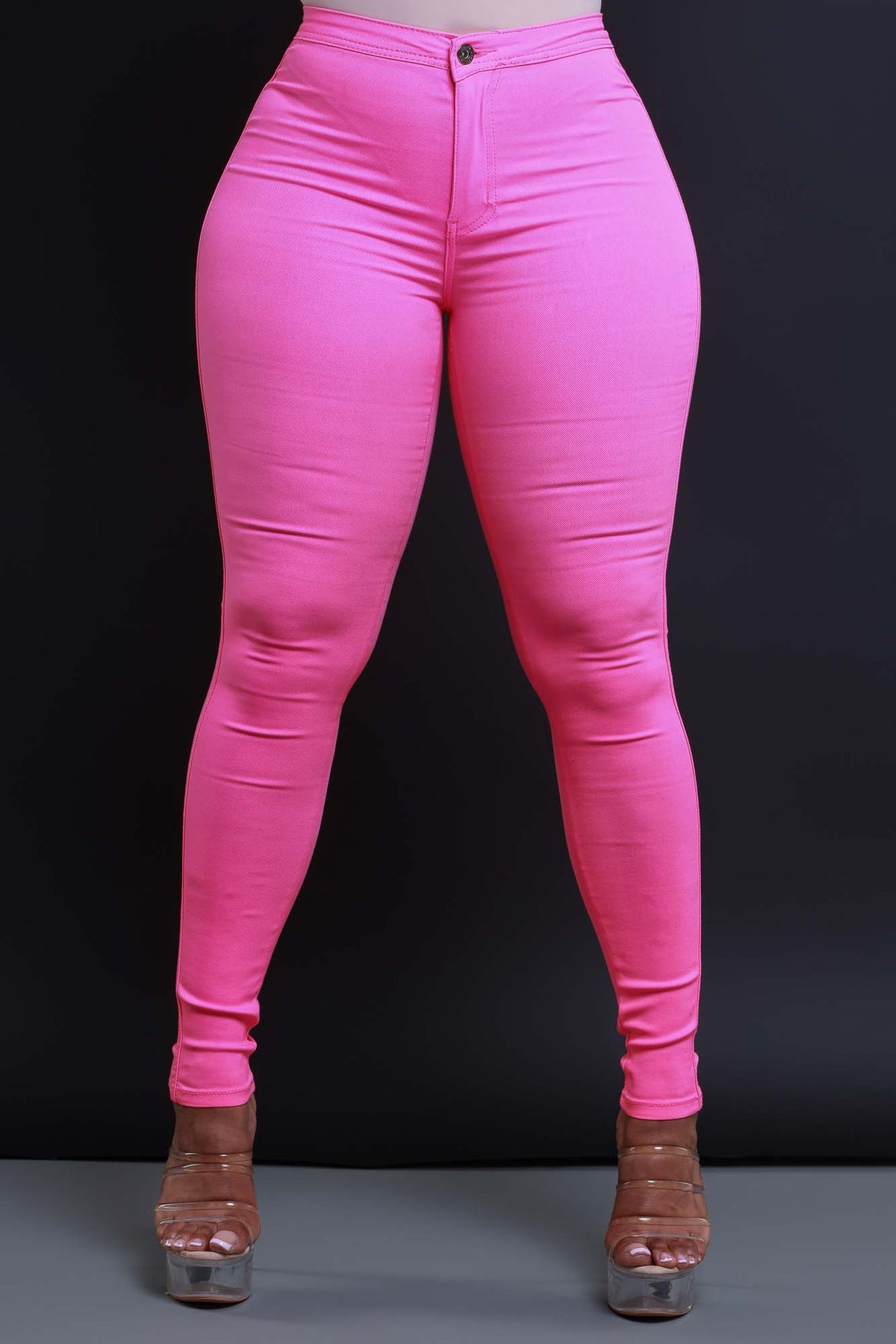 
              $15.99 Super Swank High Waist Stretchy Jeans - Neon Pink - Swank A Posh
            