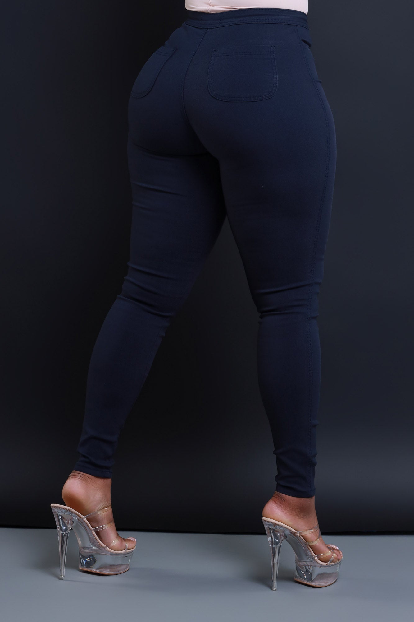 Super Swank High Waist Stretchy Jeans - Navy Blue - Swank A Posh