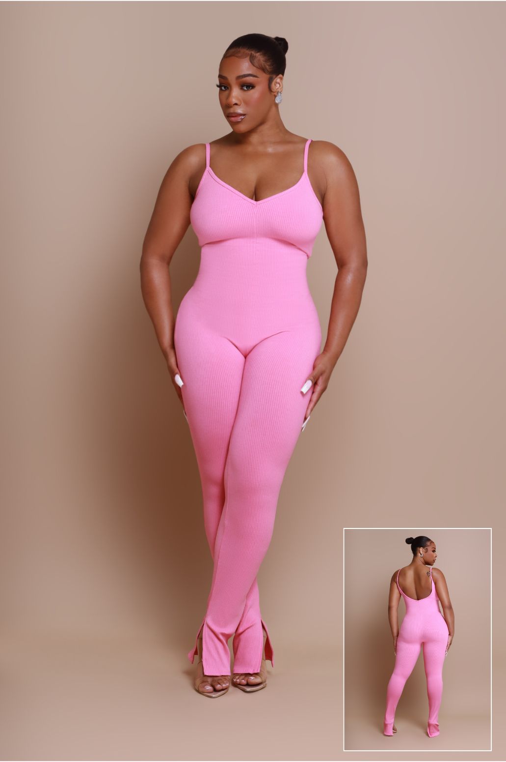 Best Spot Cellulite Deleter Open Back Jumpsuit - Pink - Swank A Posh