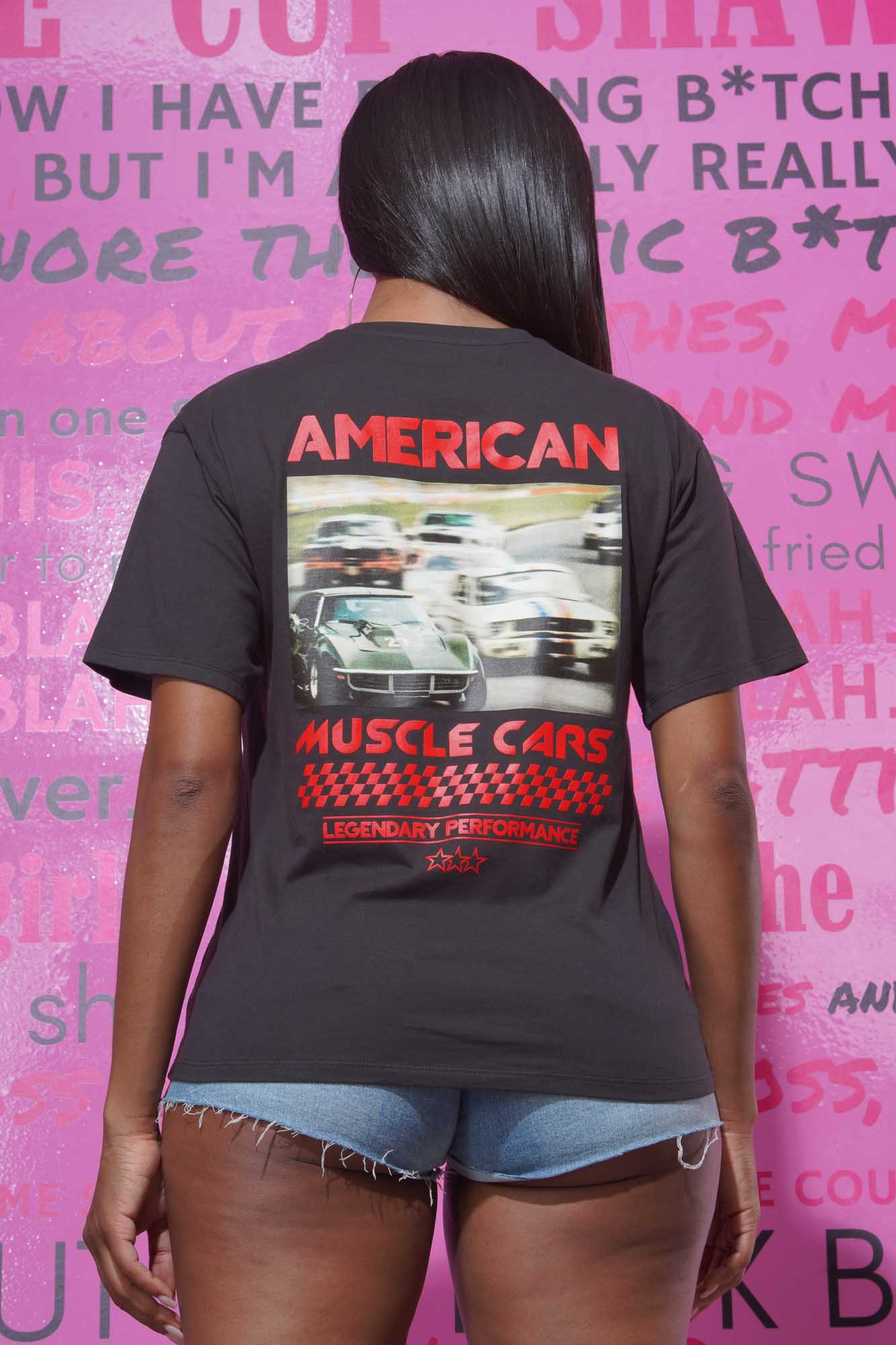 American Muscle Graphic Print T-Shirt - Black