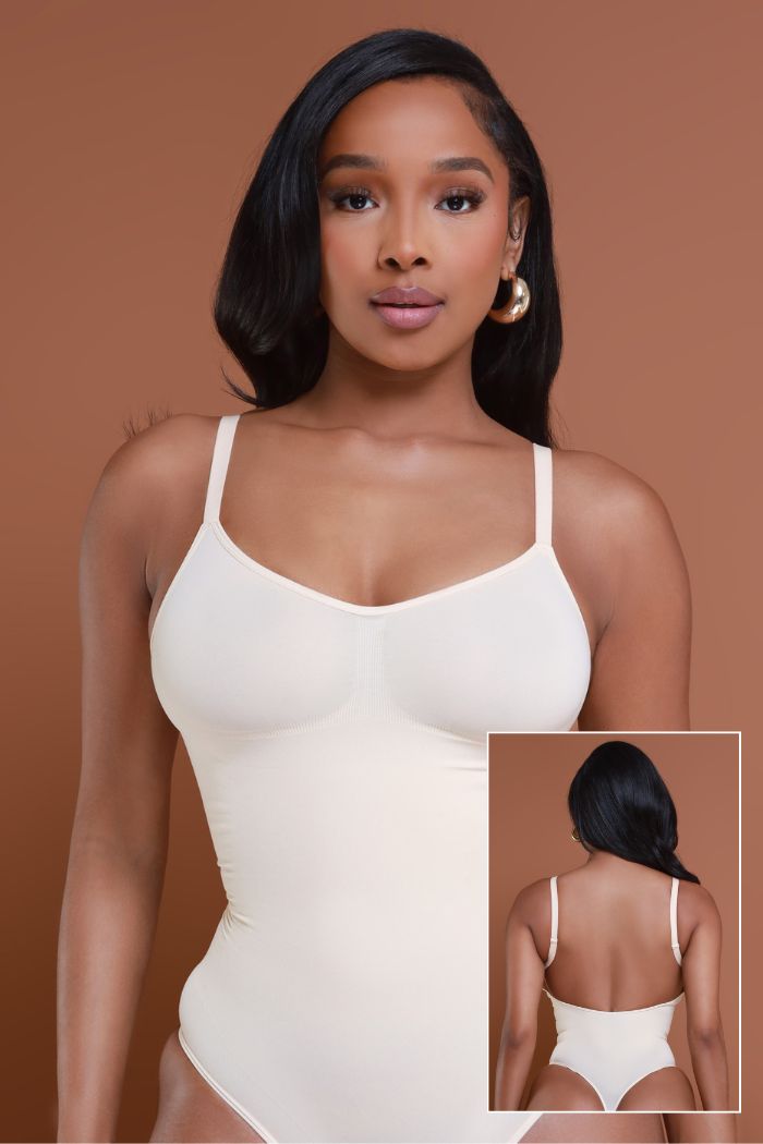 Seamless Sculpting Open Back Thong Body Shaper - Sand No.185 - Swank A Posh
