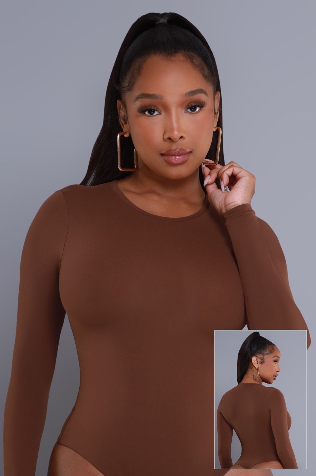 Good Form Crew Neck Bodysuit - Brown No.291 NKDS