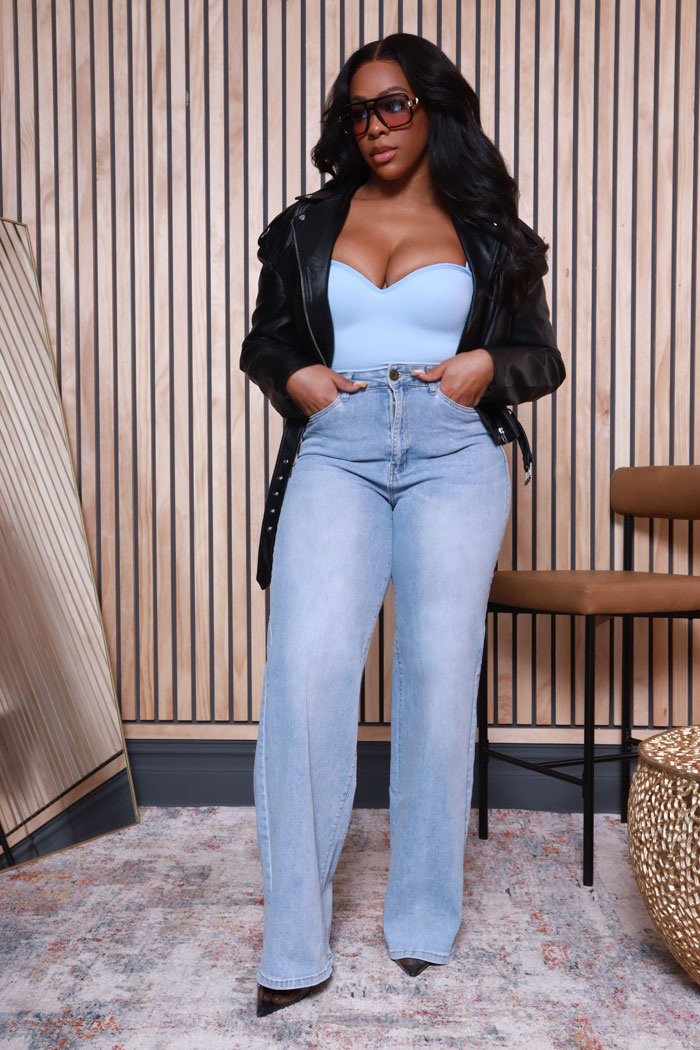 Clear The Plate High Rise Wide Leg Jeans - Light Wash - Swank A Posh