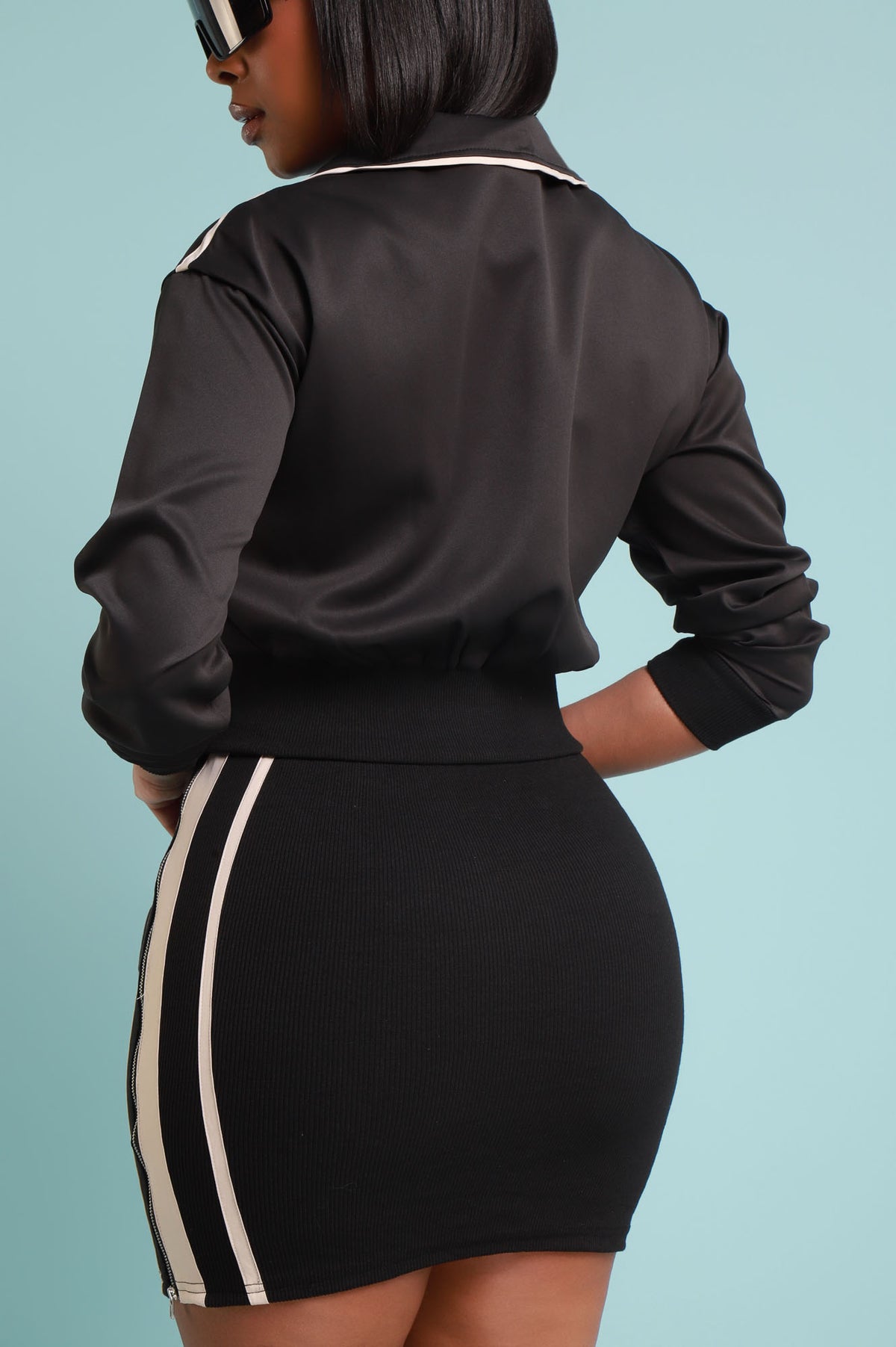 
              Sixth Sense Zip Up Athletic Skirt Set - Black - Swank A Posh
            