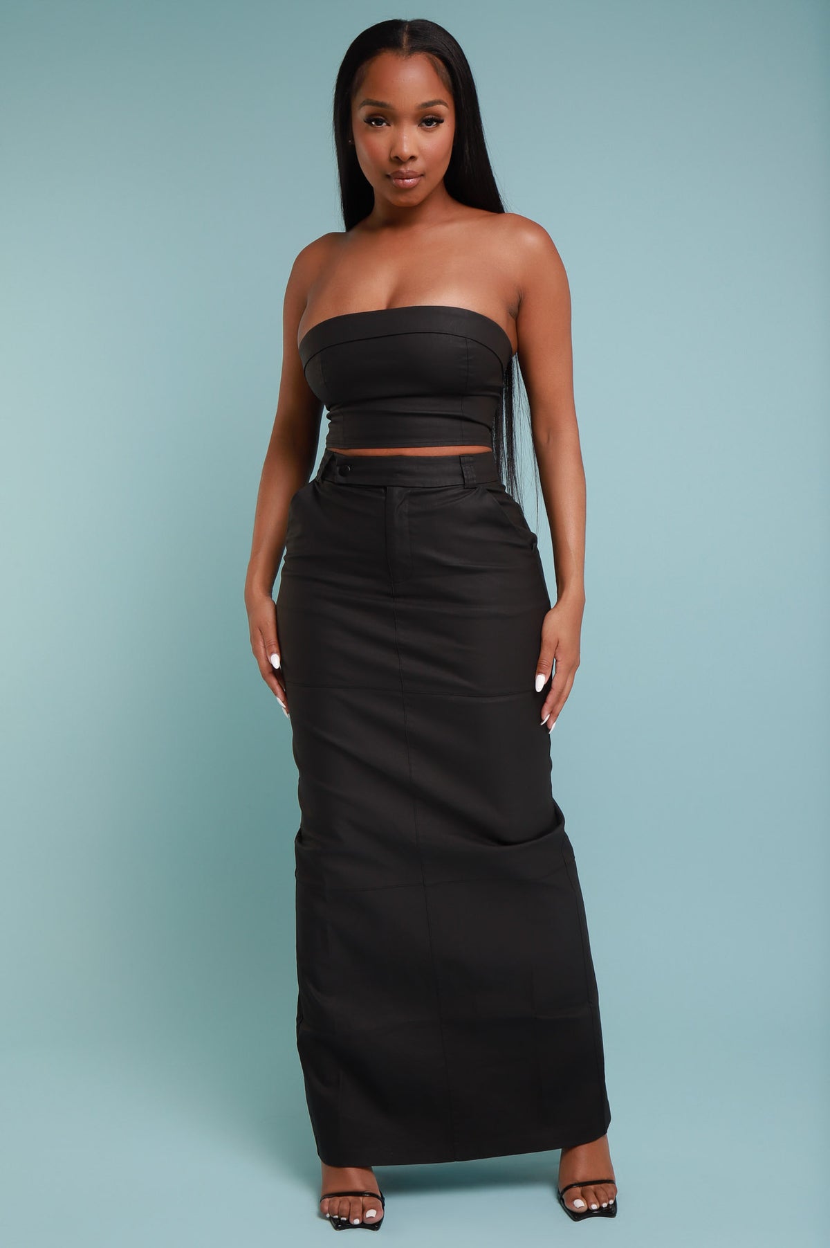 
              Blackout Corset Maxi Skirt Set - Black - Swank A Posh
            