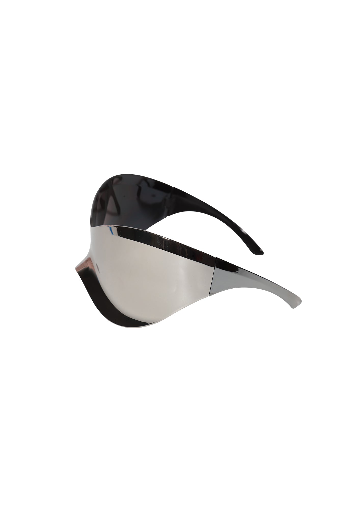 Final Score Curved Shield Sunglasses - Silver - Swank A Posh