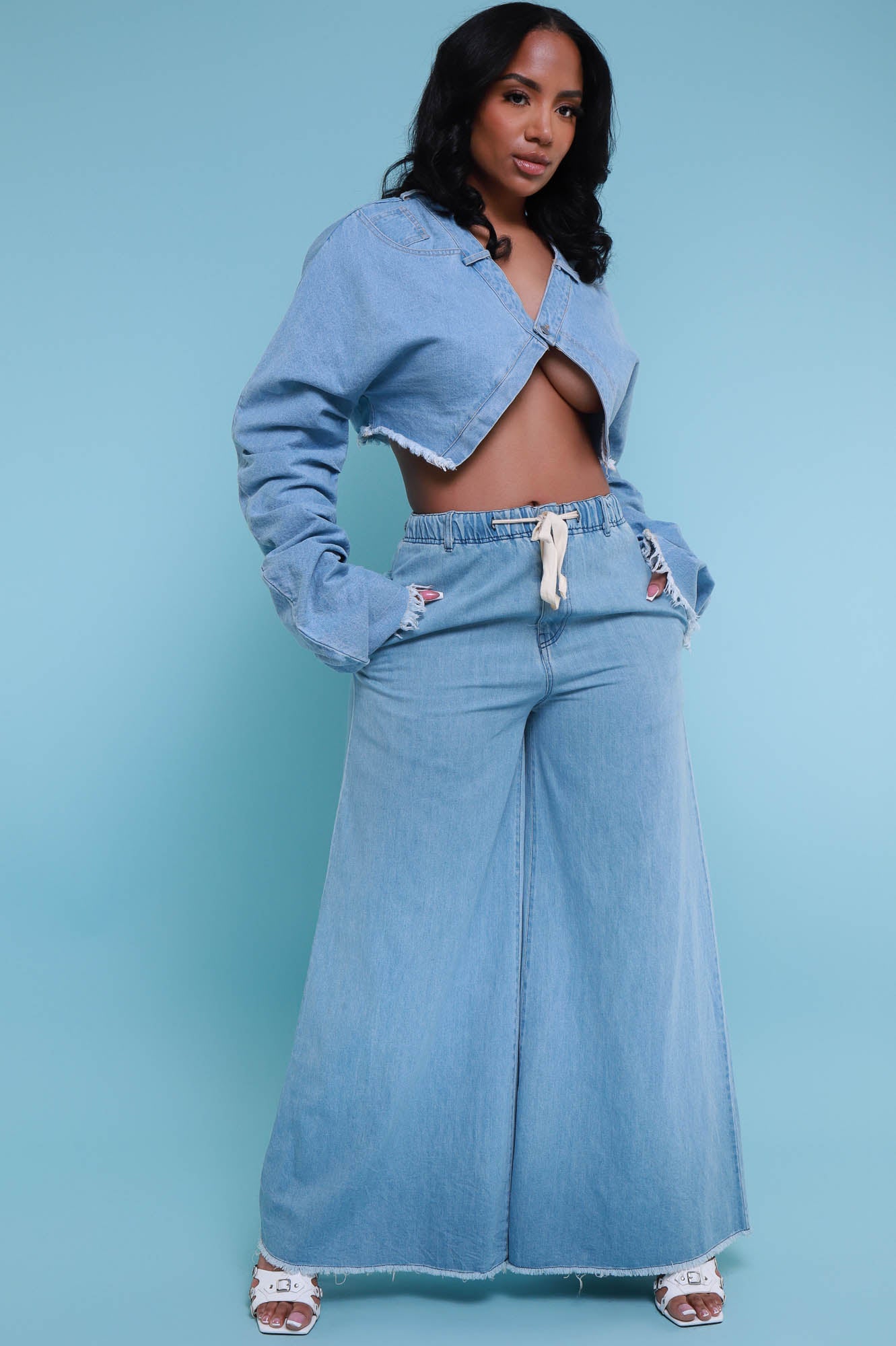SHEIN High Waist Palazzo Pants | Wide leg jeans outfit, Clothes, Fashion  pants