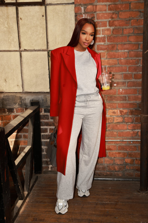 Soft Start Wide Leg Sweatpants - Heather Grey