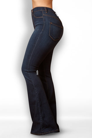Ring My Bells Bell Bottom Flare Jeans - Dark Wash